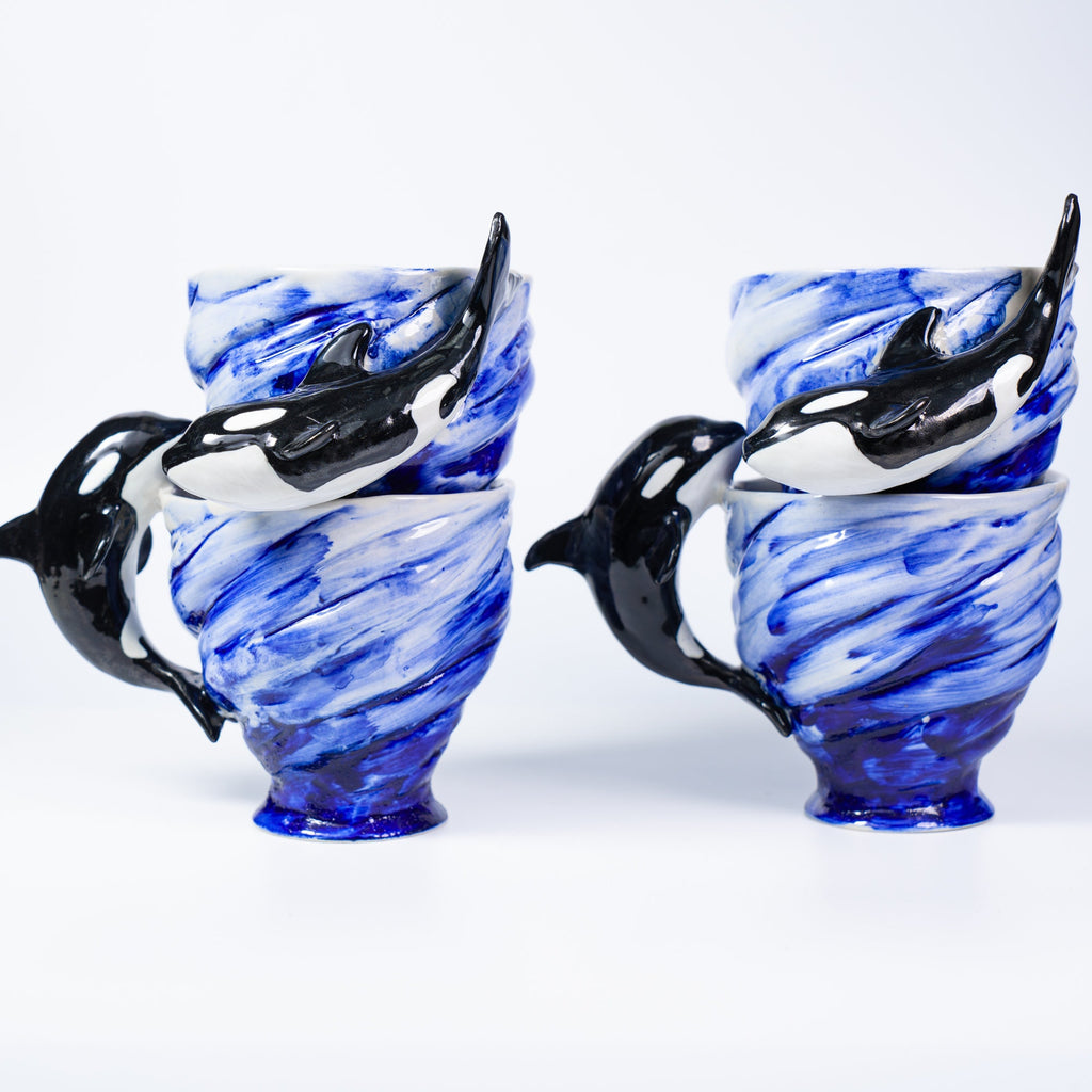 Orca Mug 13.4oz Handmade Ceramic Mug Housewarmig Gift Home Kitchen Decor Ocean Mug Whale Mug Pottery Mug Unique gift Ocean Lover Gift Y2K