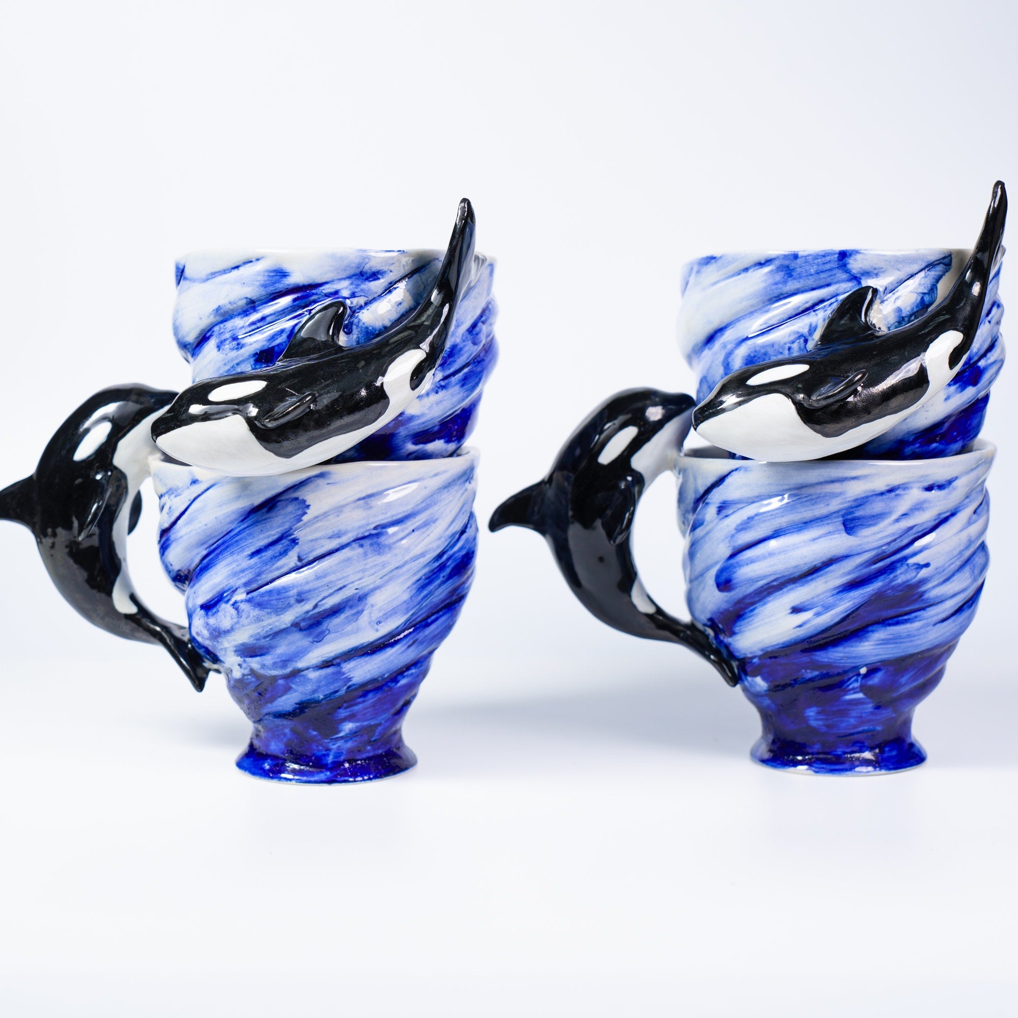 Orca Mug 13.4oz Handmade Ceramic Mug Housewarmig Gift Home Kitchen Decor Ocean Mug Whale Mug Pottery Mug Unique gift Ocean Lover Gift Y2K