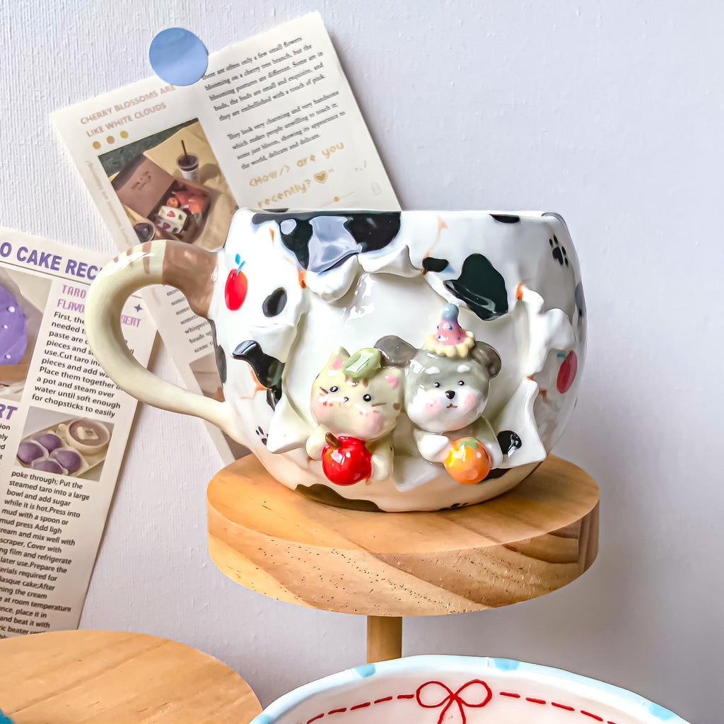 Custom Cute Pet Mug Kawaii Whimsical Dog Ceramic Cup Personalized 3D Handmade Cat Mugs Animal Y2K Anime Unique Pet Lovers Chirstmas Gift