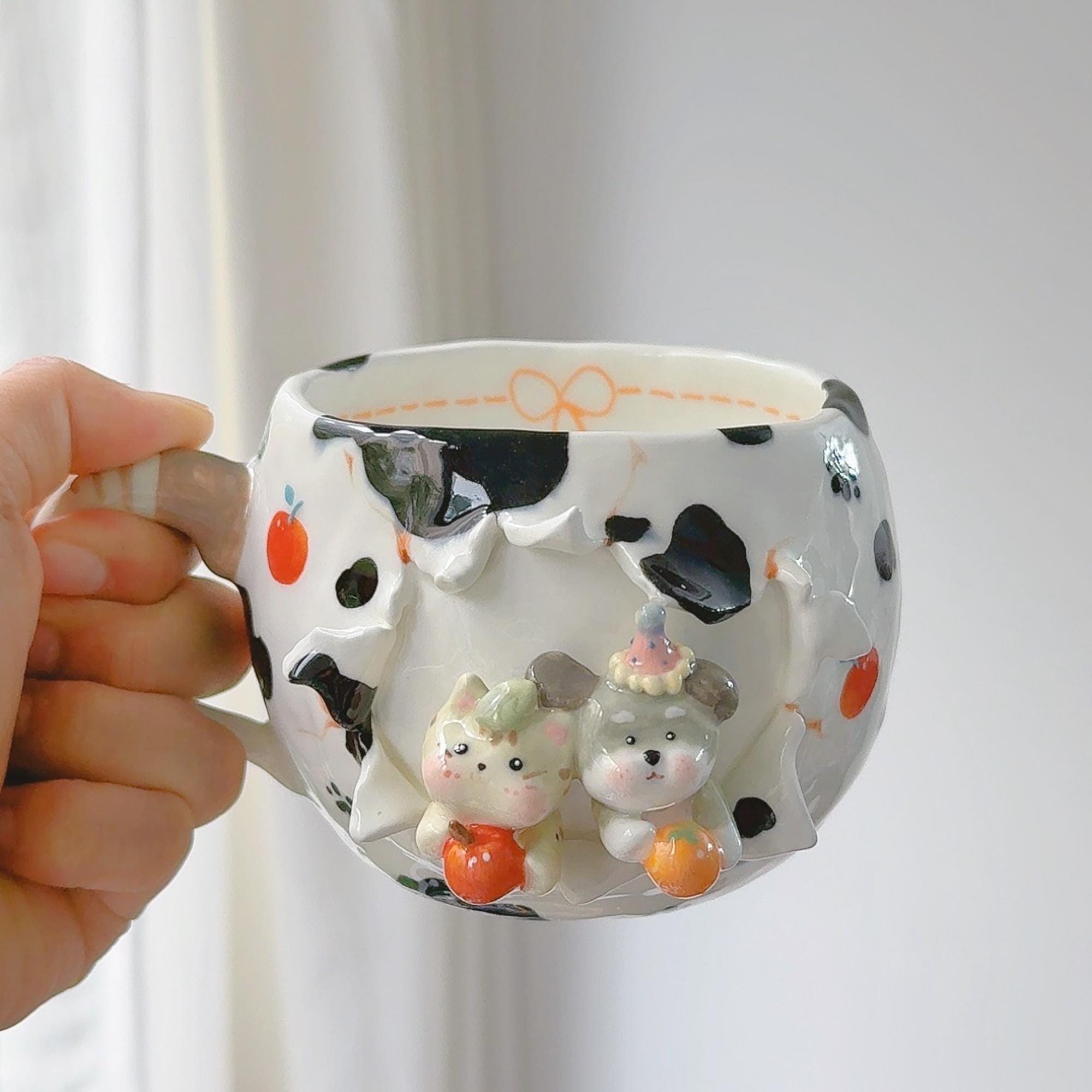 Personalized Cute Pet Coffee Mug Cat&Dog Figurine Birthday Gift Custom Handmade Cartoon Pottery Mug Handpainted 3D Beer Hot Chocoolate Cup