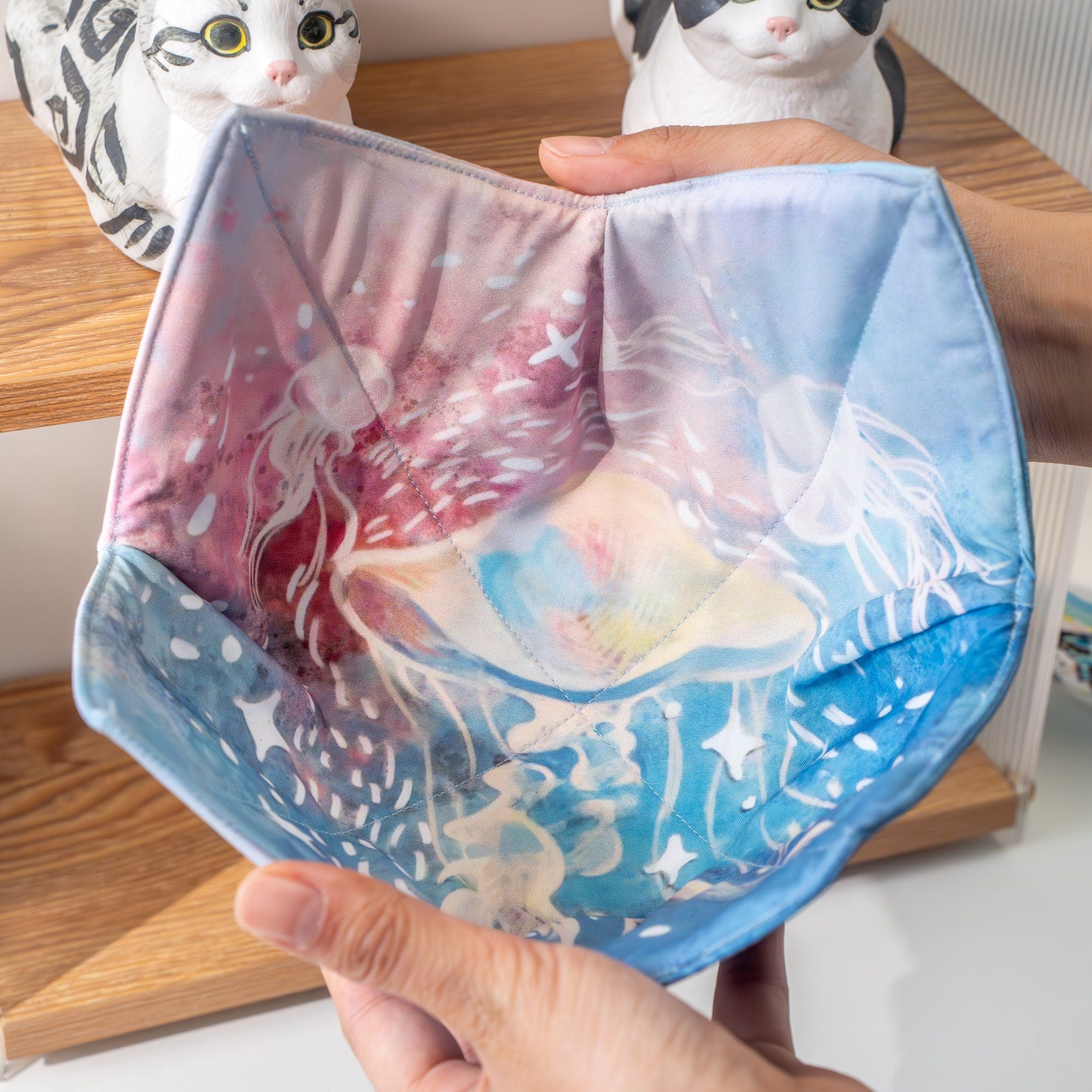 Ocean Bowl Cozies Whale Microwavable Bowl Cozies Orca pot holder fabric Seasonal Cotton Thread White Fox Functional Kitchen Accessory Y2K