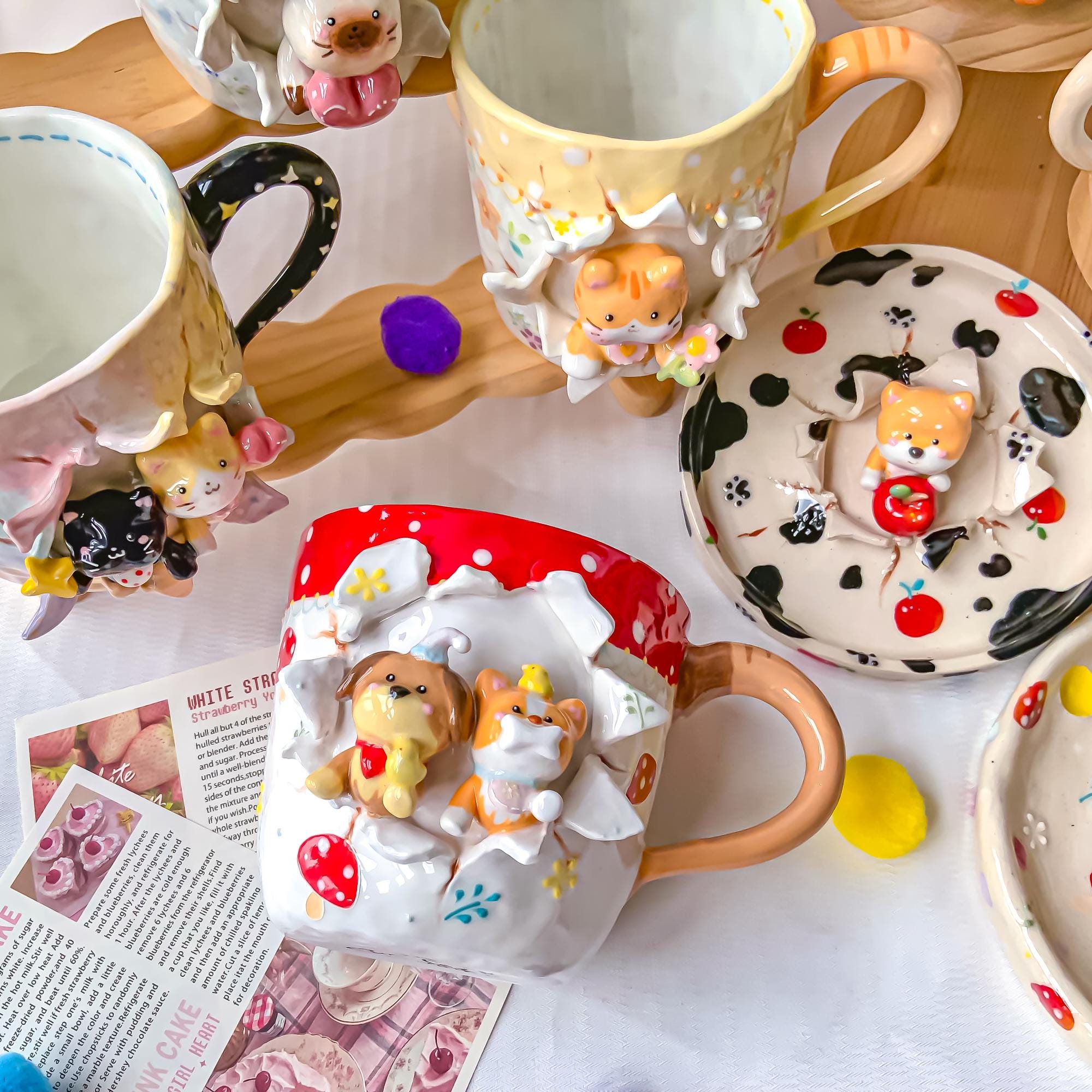 Custom Cute Pet Mug Kawaii Whimsical Dog Ceramic Cup Personalized 3D Handmade Cat Mugs Animal Y2K Anime Unique Pet Lovers Chirstmas Gift