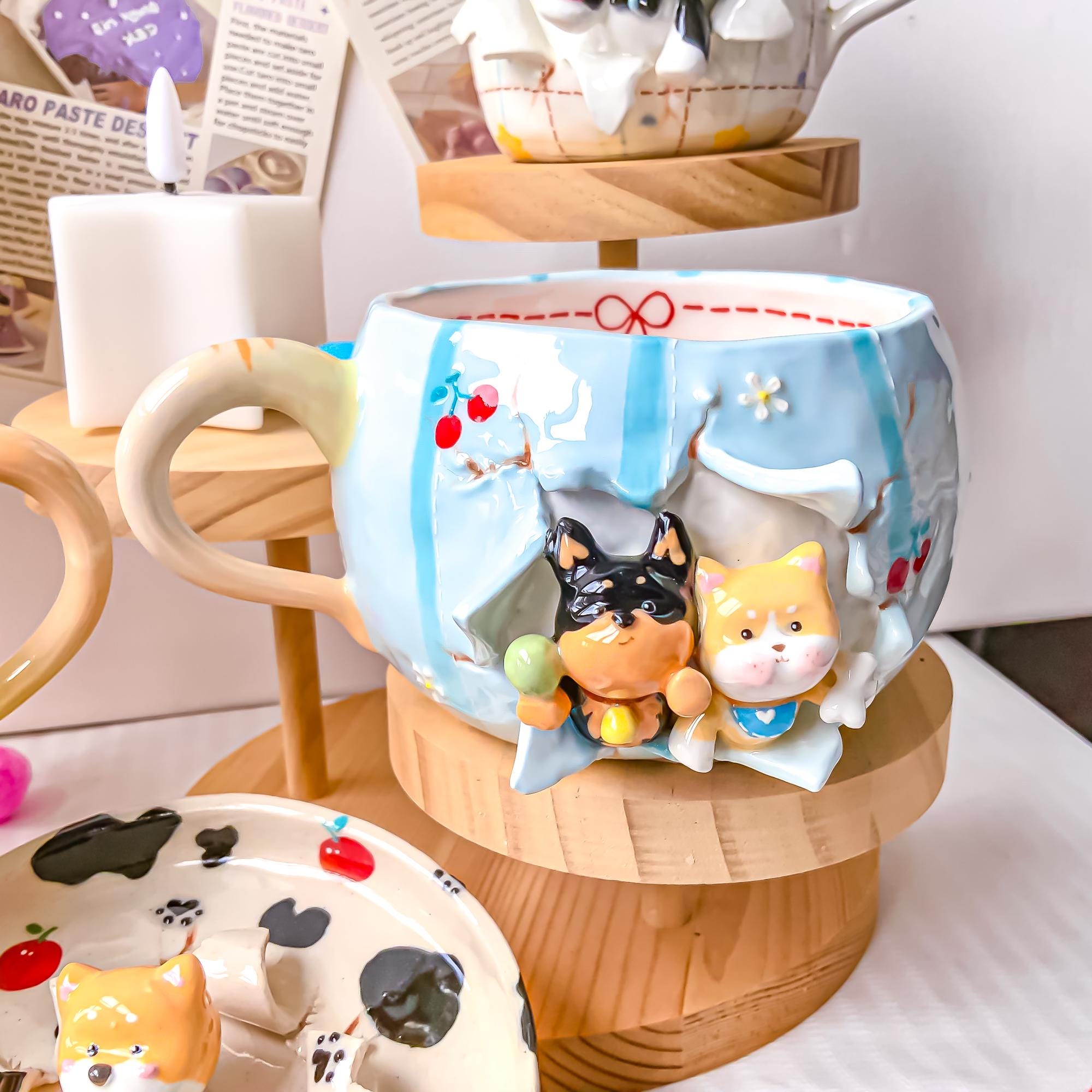 Custom Cute Pet Mug Kawaii Whimsical Dog Ceramic Cup Personalized 3D Handmade Cat Mugs Animal Y2K Anime Unique Pet Lovers Chirstmas Gift