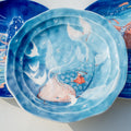 Ocean Adventure Ceramic Plate | Handpainted Blue Decorative Tray | Whimsical Gift for Her | Perfect for Serving Pasta, Salad, Ice Cream, etc