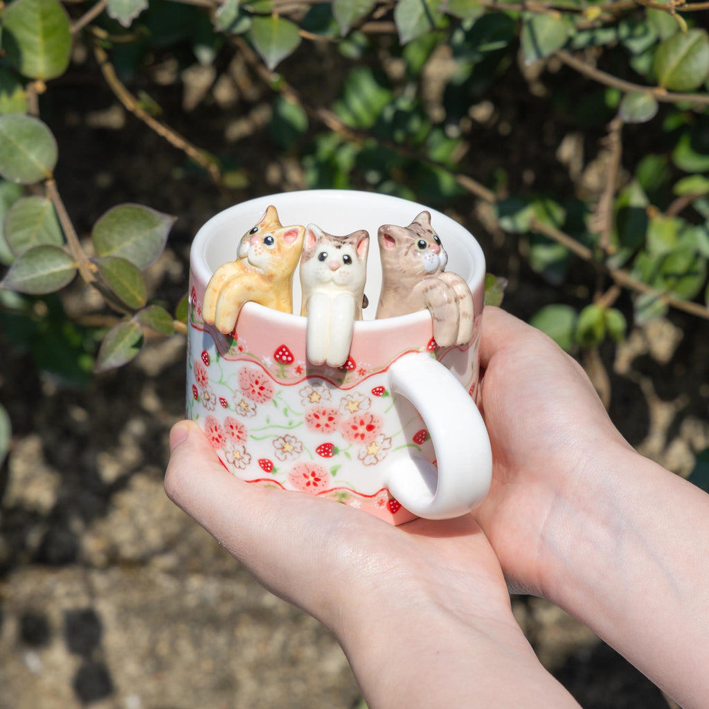 Custom Strawberry Pet Mug 350ml Personalized Pink Flower Pet Handmade Coffee Mug Adroable Whmiscal Cat Mug Housewarming Gift for Dog Lover