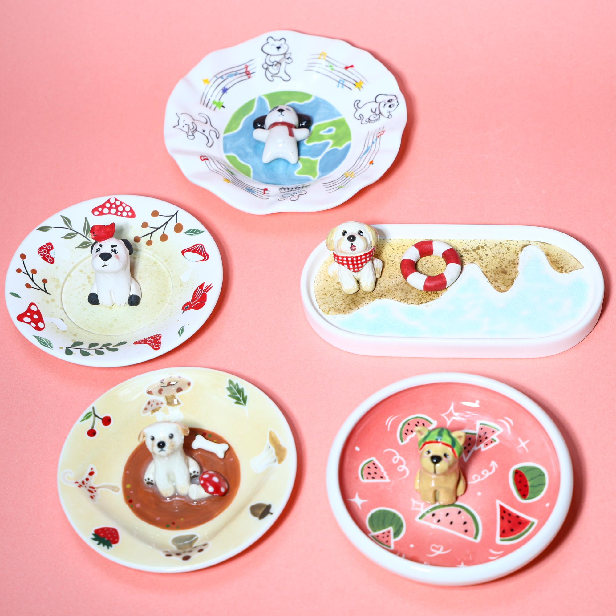 Custom Pet Ring Dish Fruit Strawberry Watermelon Forest Pet Figurine Ceramic Jewelry Holder Personalized Pet Lover Gift Handmade Cute Dish