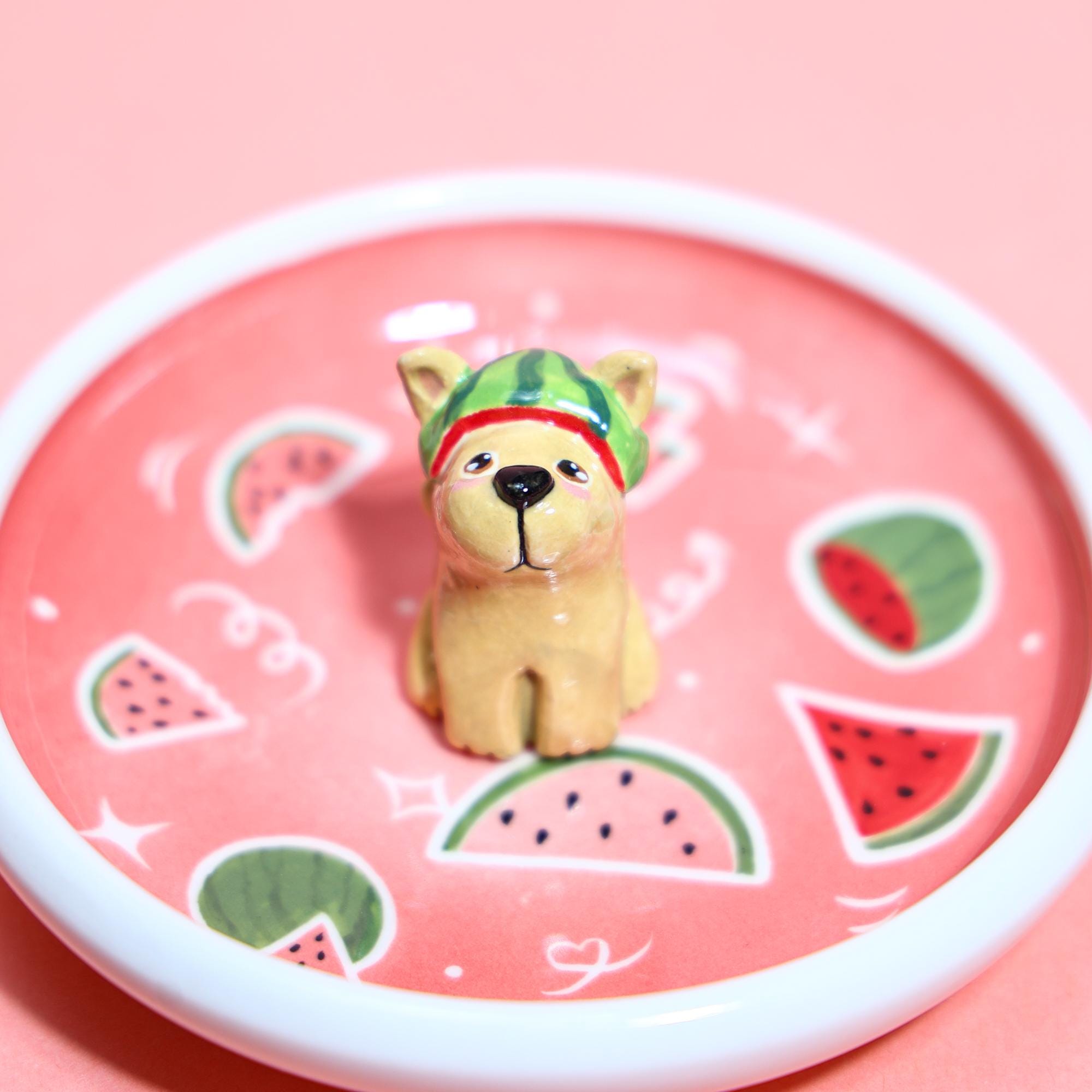 Custom Pet Ring Dish Fruit Strawberry Watermelon Forest Pet Figurine Ceramic Jewelry Holder Personalized Pet Lover Gift Handmade Cute Dish
