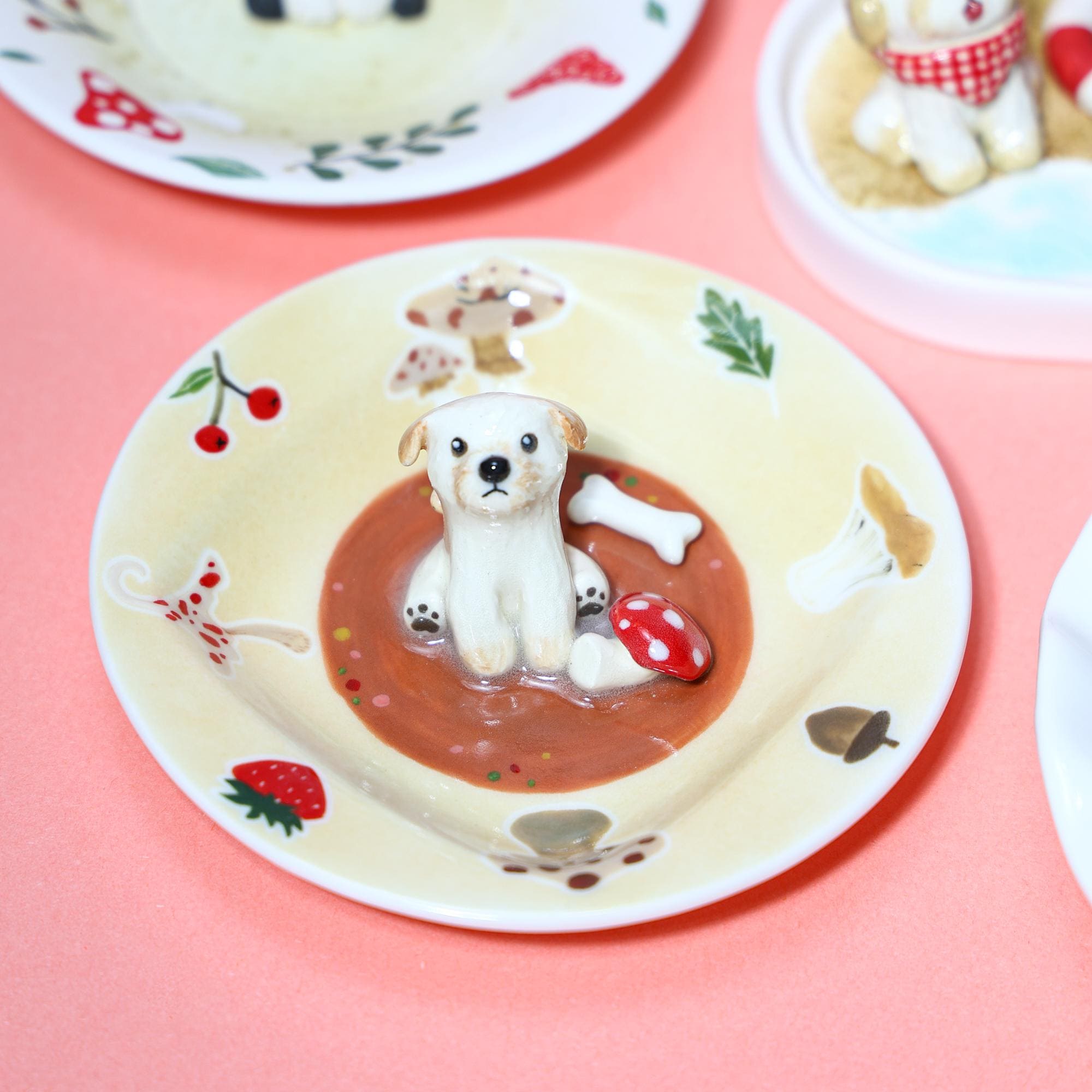 Custom Pet Ring Dish Fruit Strawberry Watermelon Forest Pet Figurine Ceramic Jewelry Holder Personalized Pet Lover Gift Handmade Cute Dish