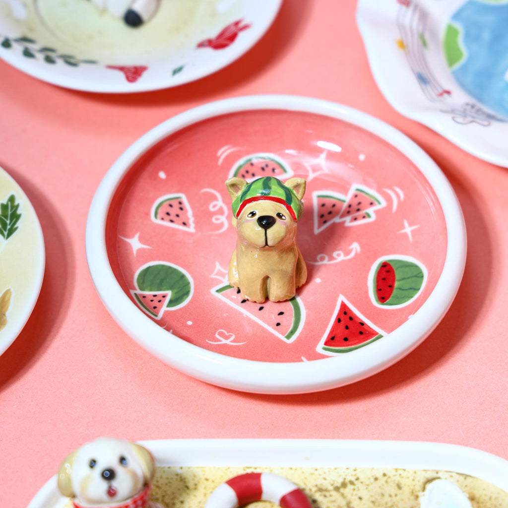 Custom Pet Ring Dish Fruit Strawberry Watermelon Forest Pet Figurine Ceramic Jewelry Holder Personalized Pet Lover Gift Handmade Cute Dish