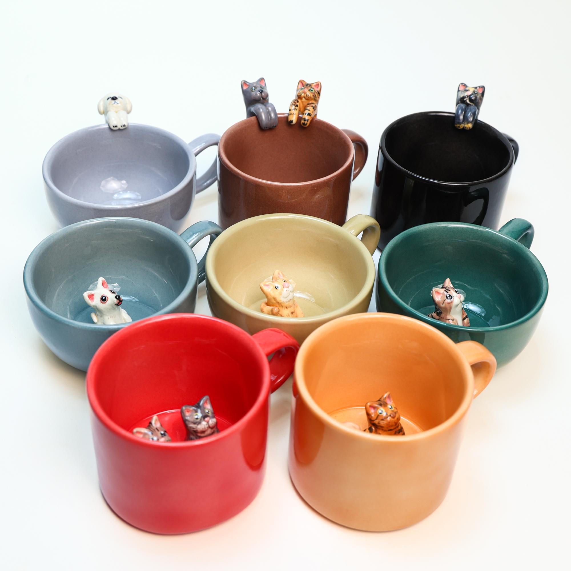 30 Colors Custom 3D Pet Mug Personalized Cat Dog Hidden inside Coffee Mug Handmade Cute Figurine Colorful Ceramic Cup Special Gift for Lover
