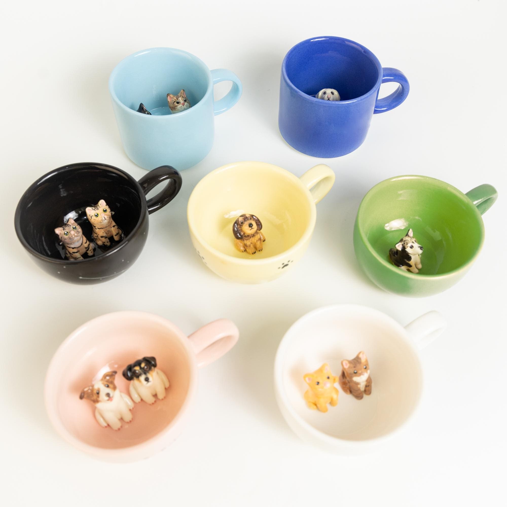 30 Colors Custom 3D Pet Mug Personalized Cat Dog Hidden inside Coffee Mug Handmade Cute Figurine Colorful Ceramic Cup Special Gift for Lover