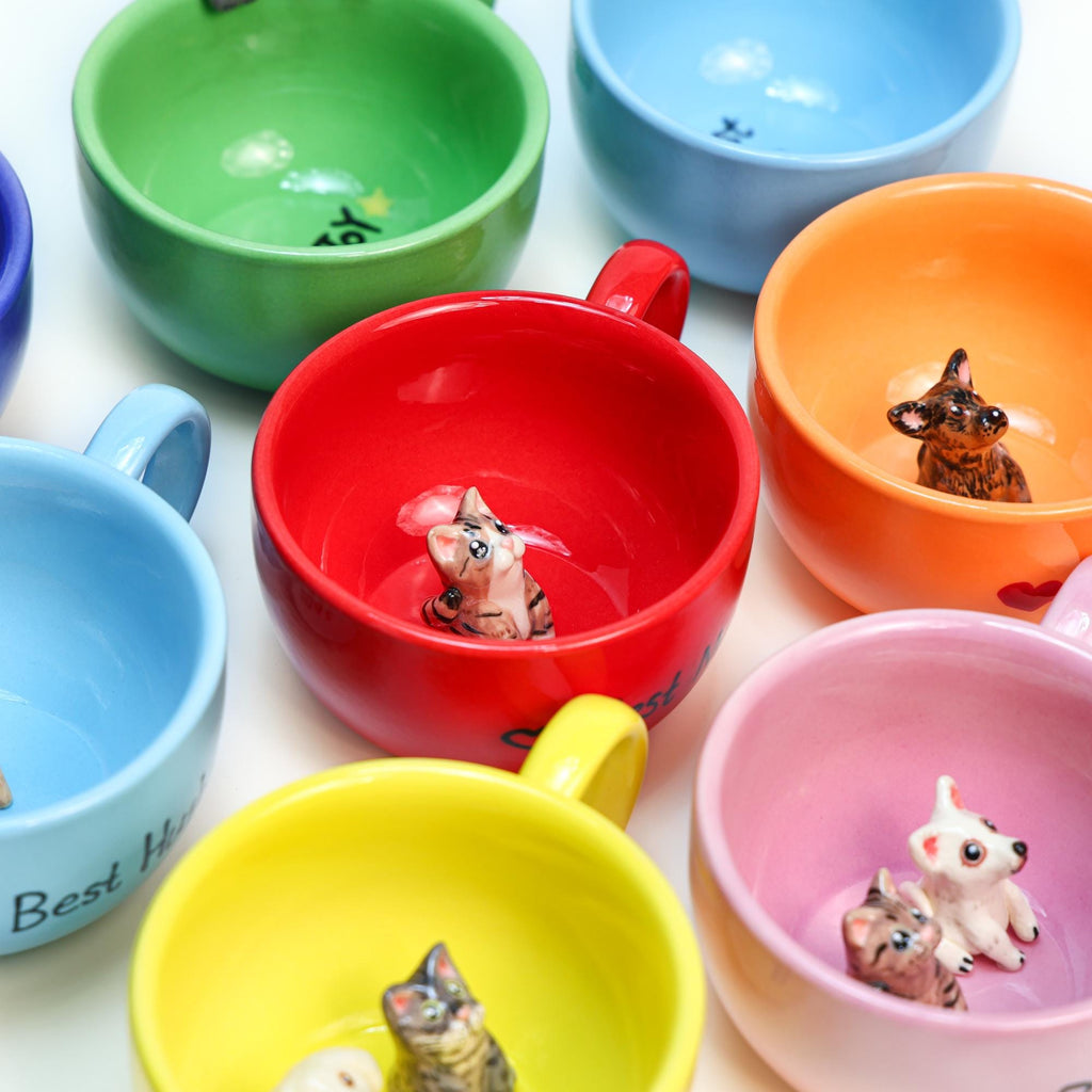 30 Colors Custom 3D Pet Mug Personalized Cat Dog Hidden inside Coffee Mug Handmade Cute Figurine Colorful Ceramic Cup Special Gift for Lover