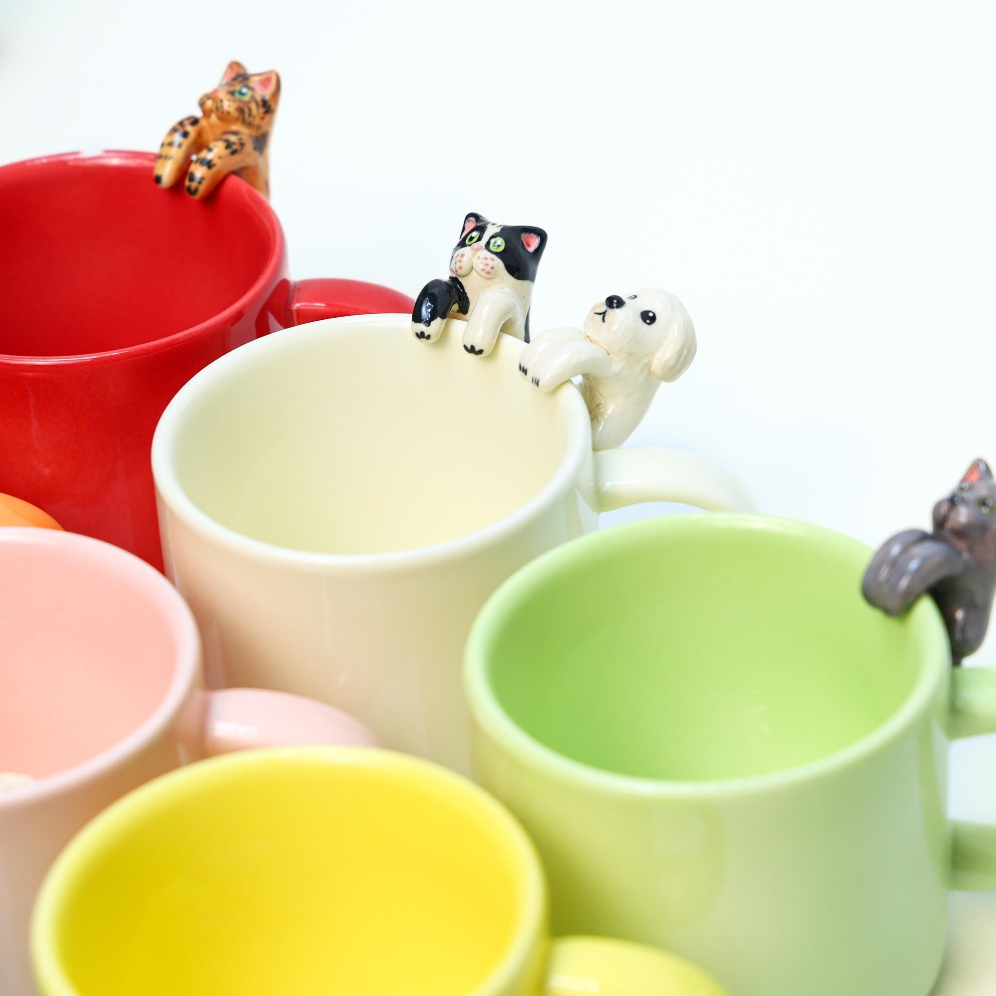 30 Colors Custom 3D Pet Mug Personalized Cat Dog Hidden inside Coffee Mug Handmade Cute Figurine Colorful Ceramic Cup Special Gift for Lover