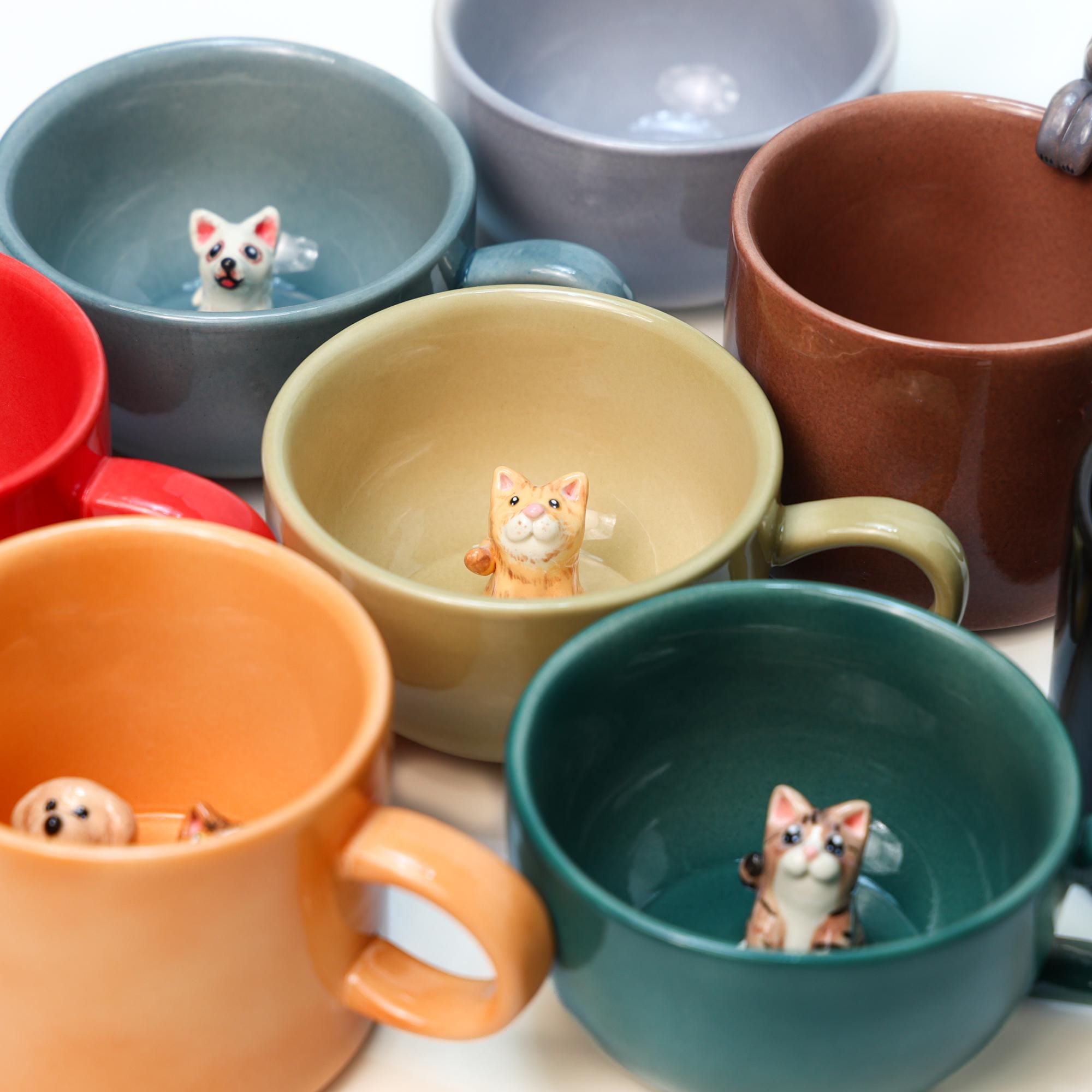 30 Colors Custom 3D Pet Mug Personalized Cat Dog Hidden inside Coffee Mug Handmade Cute Figurine Colorful Ceramic Cup Special Gift for Lover