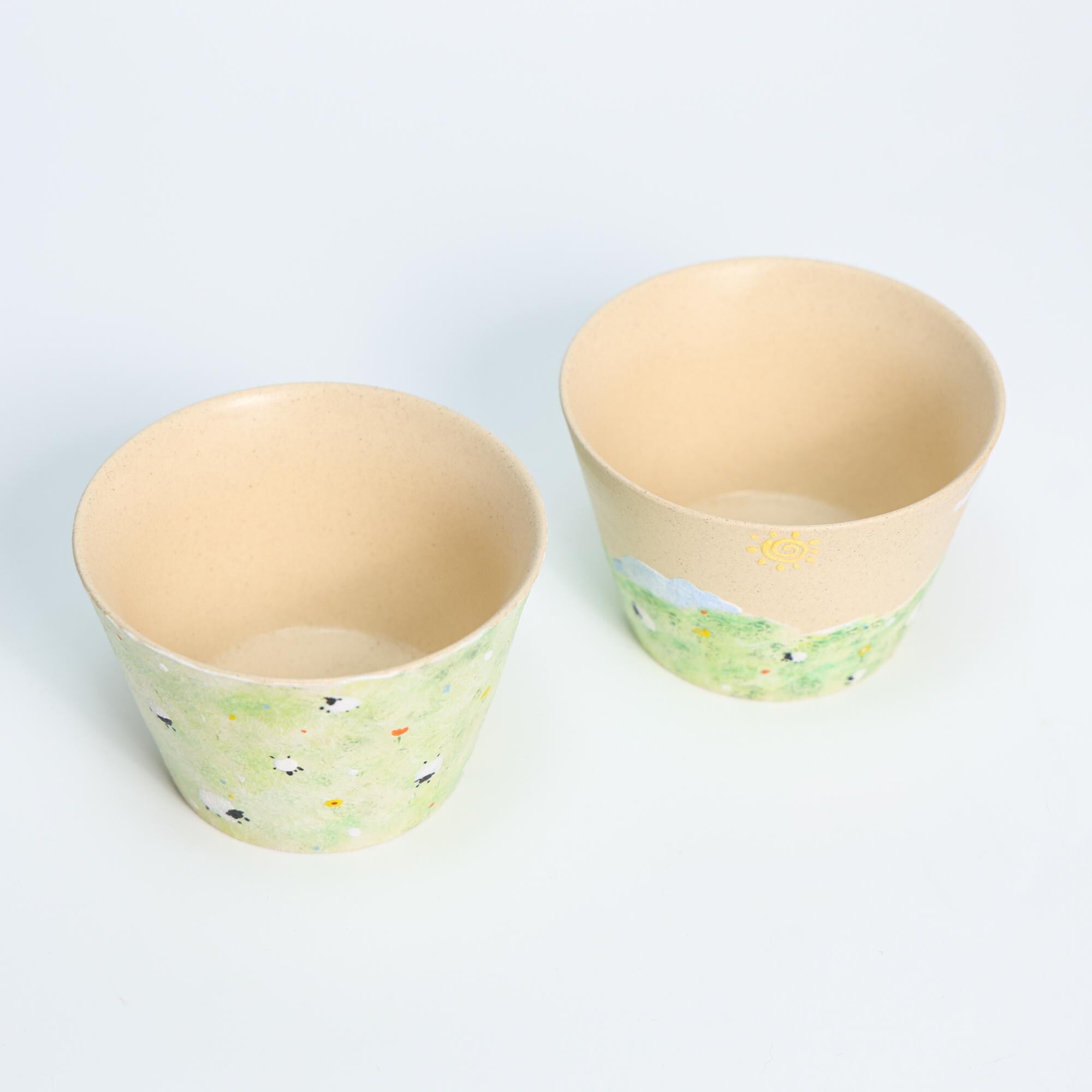 Whimiscal Ceramic Sheep Bowl Handmade Cottagecore Sky Grass Field Pottery Cup Handmade Cute Espresso Mug Housewarming gift Fairycore Mug Y2K