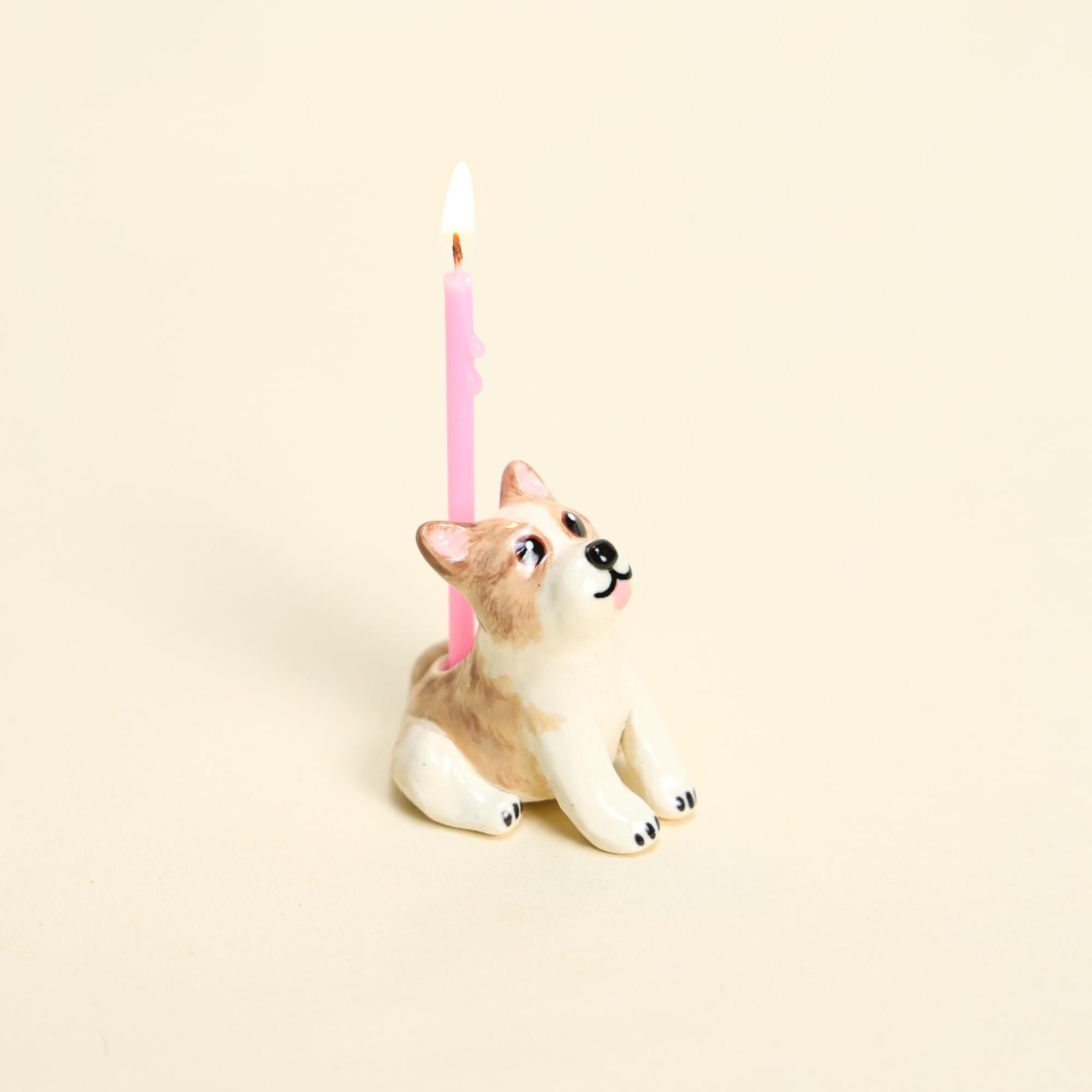 Custom Pet Cake Topper Personalized Ceramic Dog Candle Holder Birthday Cake Gift Handmade Figurine Handpainted Collectable Heirloom Art Y2k