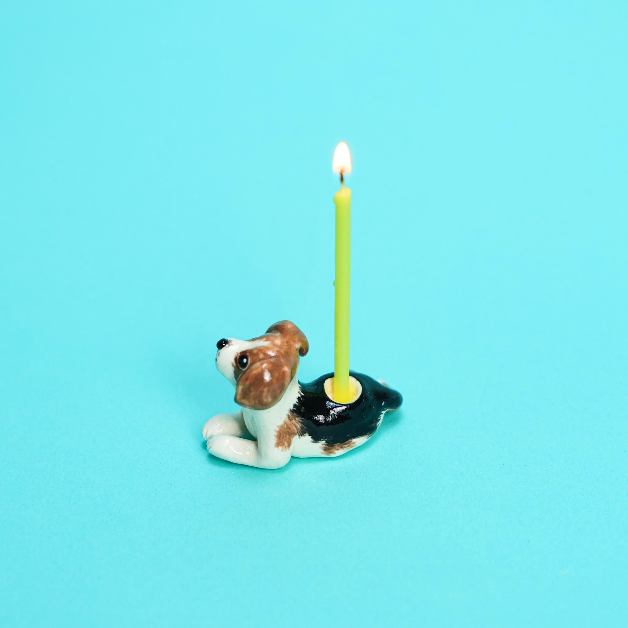 Personalized Pet Cake Topper Custom Ceramic Dog Candle Holder Birthday Cake Gift Handmade Porcelain Figurine Home Decor Puppy Candle Holders