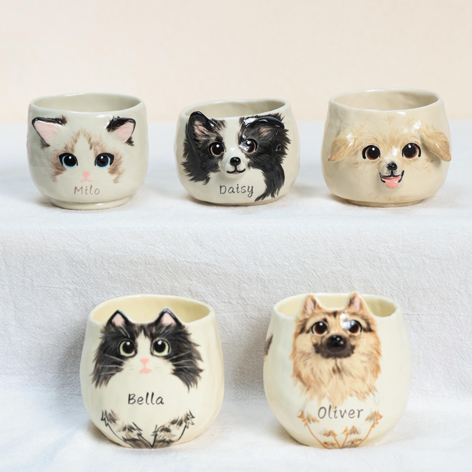 Custom Ceramic Pet Mug Special Gift for mom Personalized Handmade Cat Coffee Cup Unique Dog Lover Gift Ceramic Puppy Cup Pottery Kawaii Mug