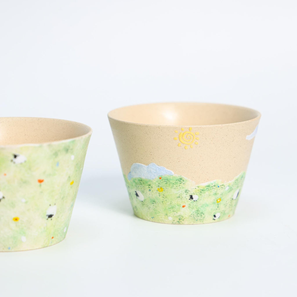 Whimiscal Ceramic Sheep Bowl Handmade Cottagecore Sky Grass Field Pottery Cup Handmade Cute Espresso Mug Housewarming gift Fairycore Mug Y2K