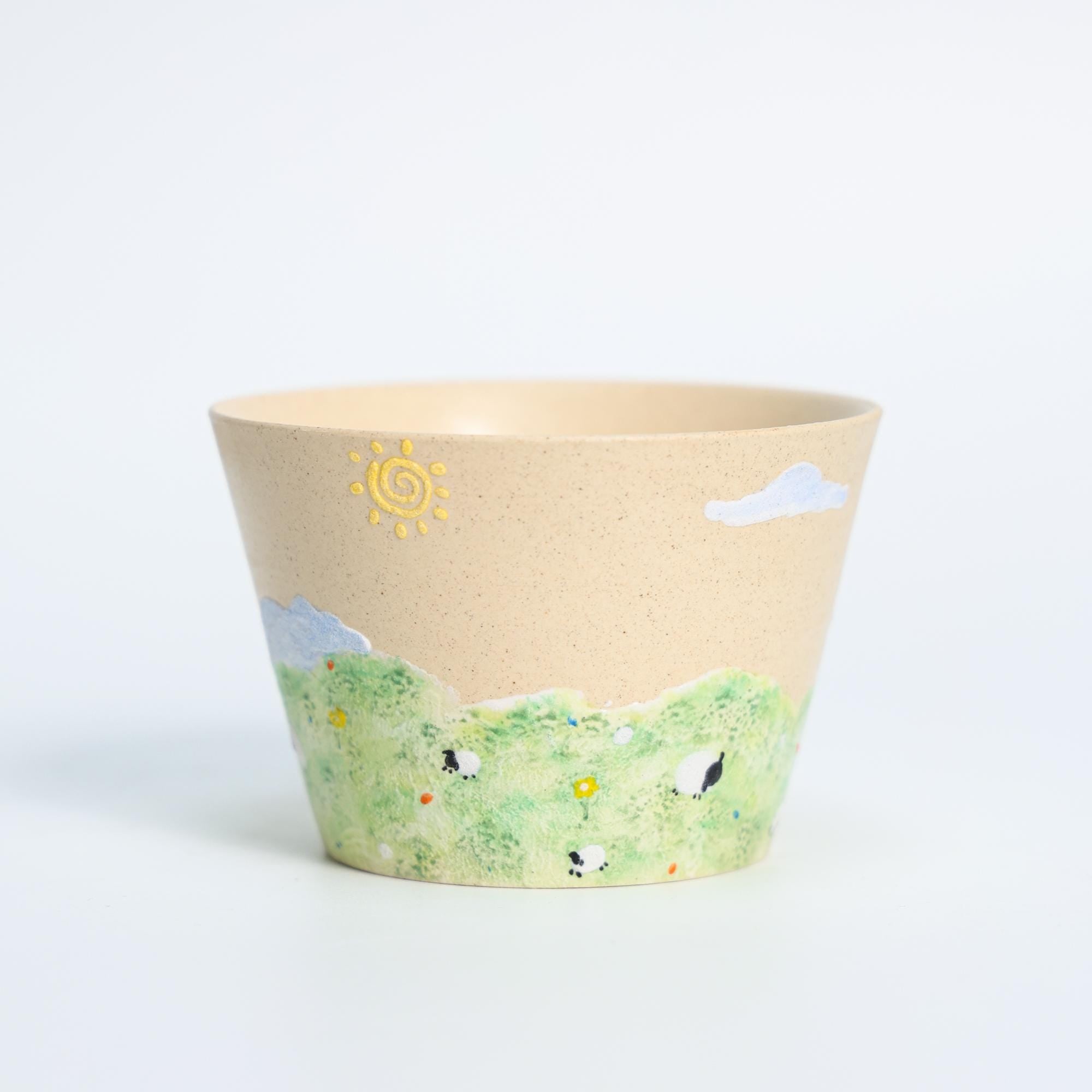Whimiscal Ceramic Sheep Bowl Handmade Cottagecore Sky Grass Field Pottery Cup Handmade Cute Espresso Mug Housewarming gift Fairycore Mug Y2K