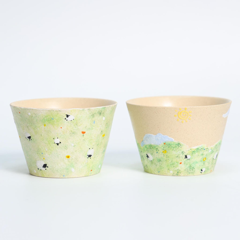 Whimiscal Ceramic Sheep Bowl Handmade Cottagecore Sky Grass Field Pottery Cup Handmade Cute Espresso Mug Housewarming gift Fairycore Mug Y2K