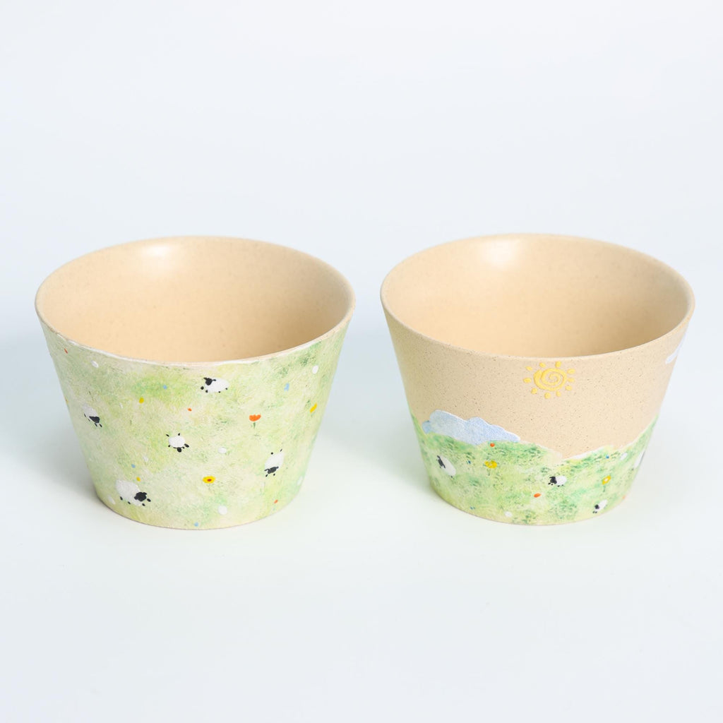 Whimiscal Ceramic Sheep Bowl Handmade Cottagecore Sky Grass Field Pottery Cup Handmade Cute Espresso Mug Housewarming gift Fairycore Mug Y2K