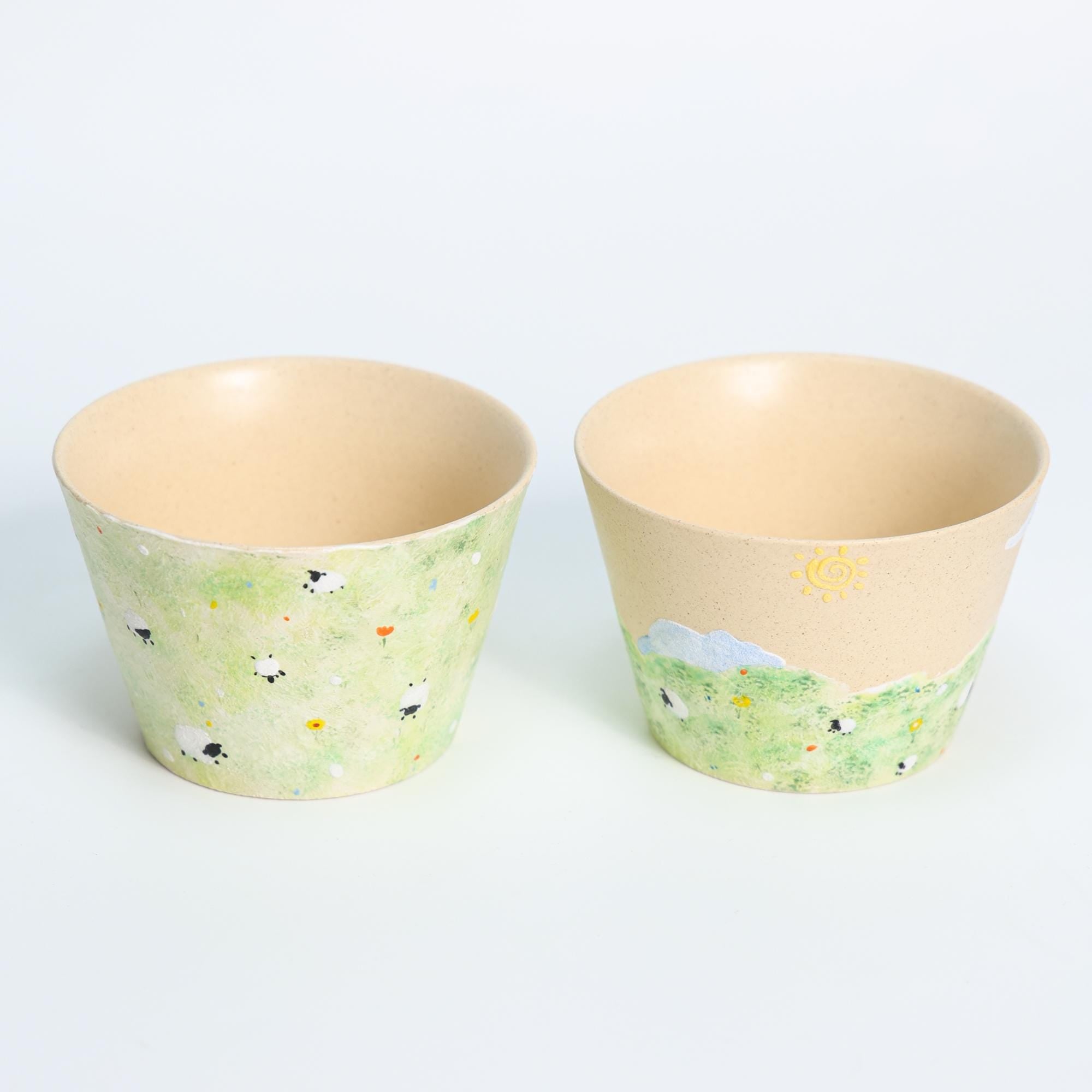 Whimiscal Ceramic Sheep Bowl Handmade Cottagecore Sky Grass Field Pottery Cup Handmade Cute Espresso Mug Housewarming gift Fairycore Mug Y2K