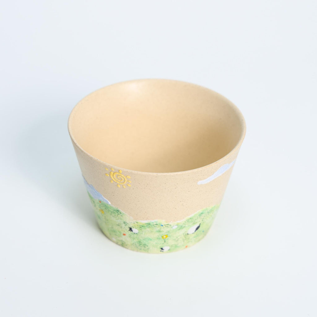 Whimiscal Ceramic Sheep Bowl Handmade Cottagecore Sky Grass Field Pottery Cup Handmade Cute Espresso Mug Housewarming gift Fairycore Mug Y2K