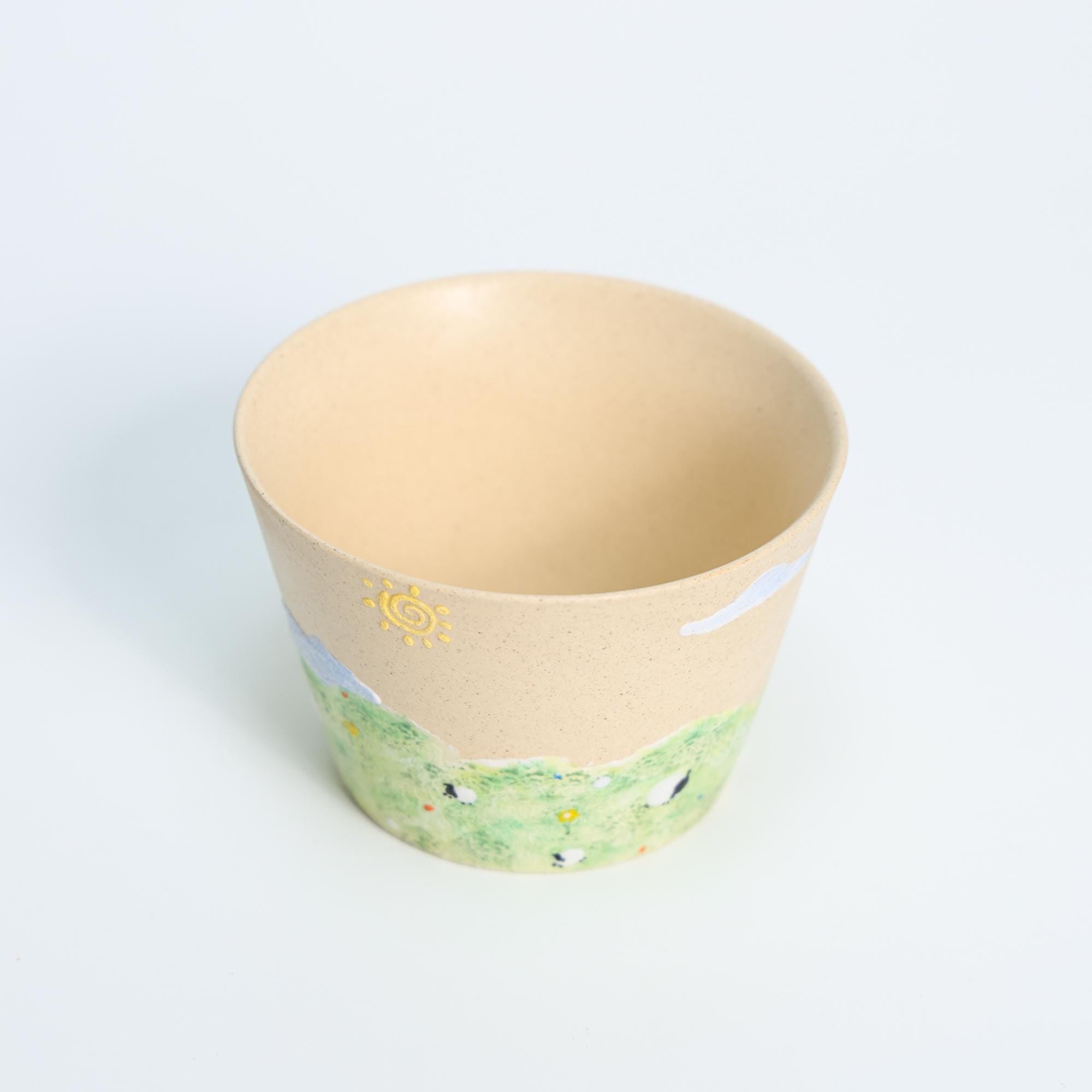 Whimiscal Ceramic Sheep Bowl Handmade Cottagecore Sky Grass Field Pottery Cup Handmade Cute Espresso Mug Housewarming gift Fairycore Mug Y2K