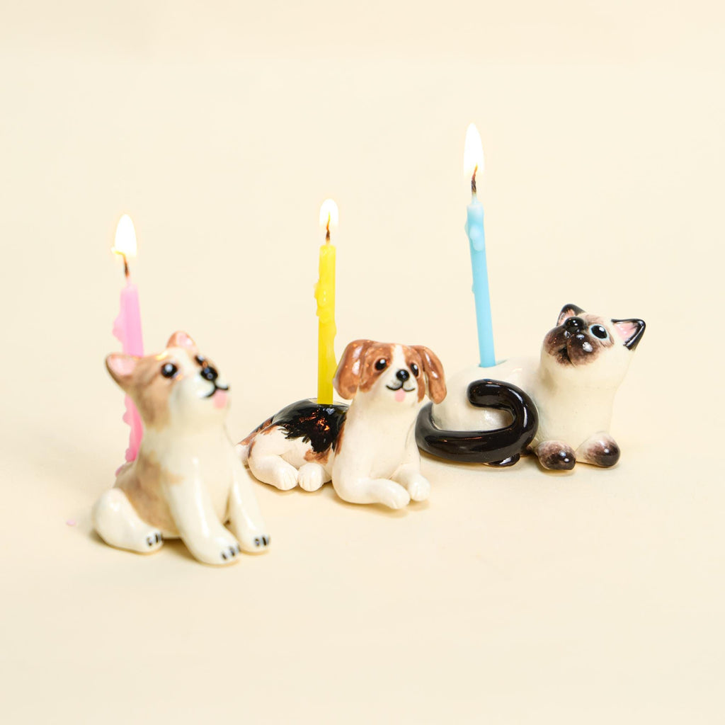 Custom Pet Cake Topper Personalized Ceramic Dog Candle Holder Birthday Cake Gift Handmade Figurine Handpainted Collectable Heirloom Art Y2k