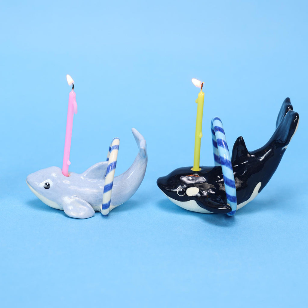 Custom Animal Birthday Cake Topper Personalized Orca Sea Dolphin Candle Holder Ceramic Figurine Kid Party Ocean Decor Houswarming Gift Y2K