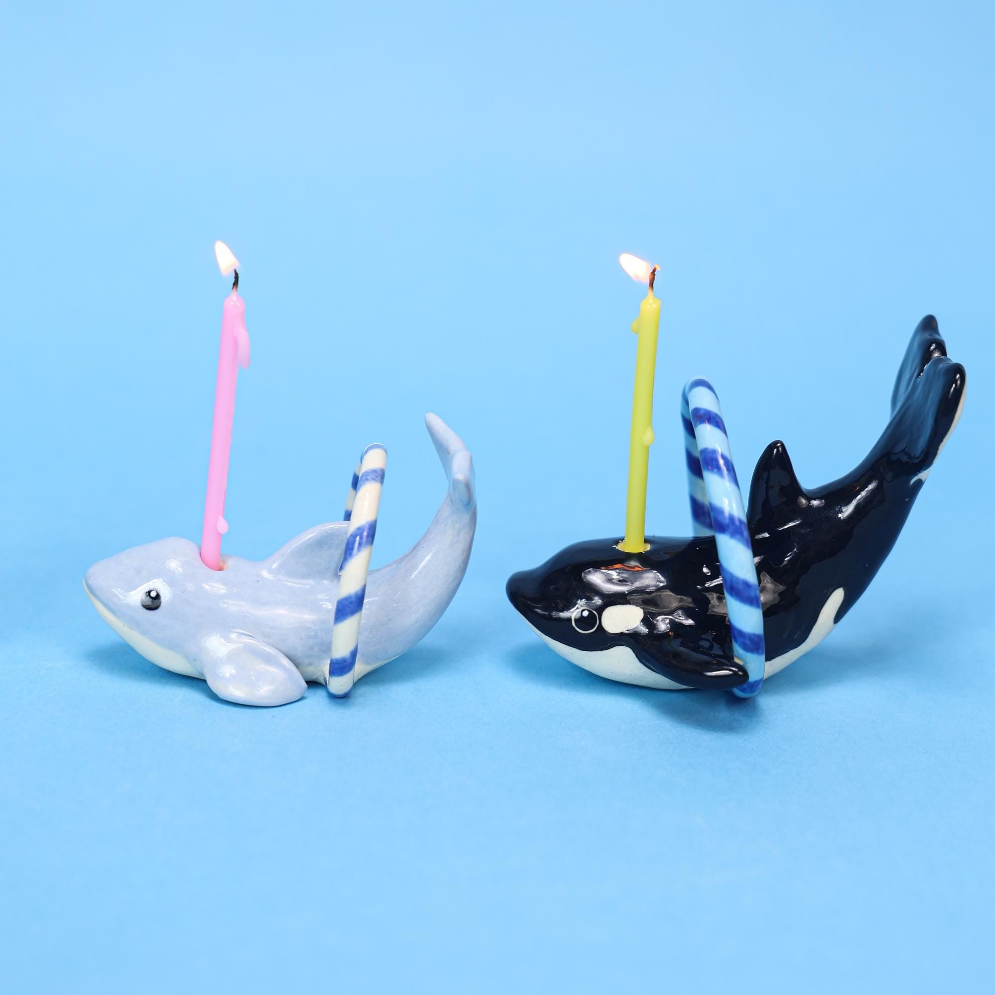 Custom Animal Birthday Cake Topper Personalized Orca Sea Dolphin Candle Holder Ceramic Figurine Kid Party Ocean Decor Houswarming Gift Y2K