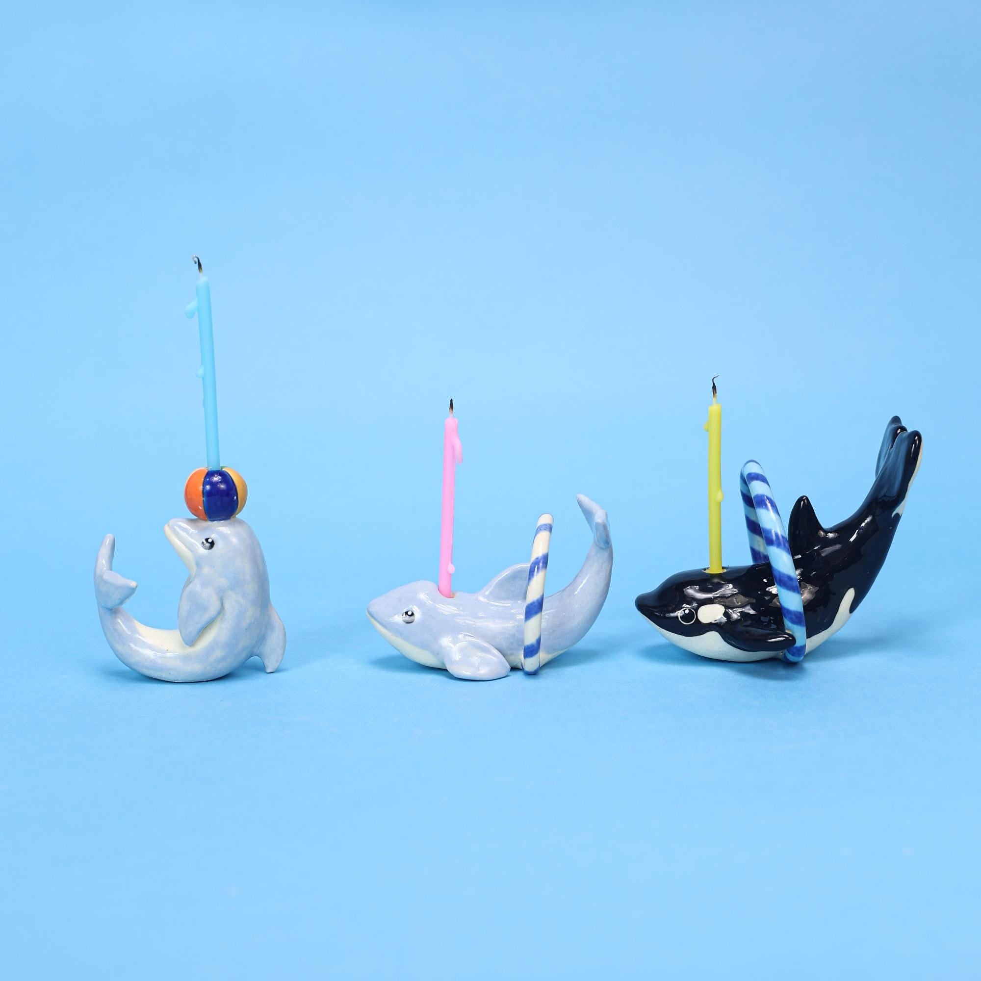 Custom Animal Birthday Cake Topper Personalized Orca Sea Dolphin Candle Holder Ceramic Figurine Kid Party Ocean Decor Houswarming Gift Y2K