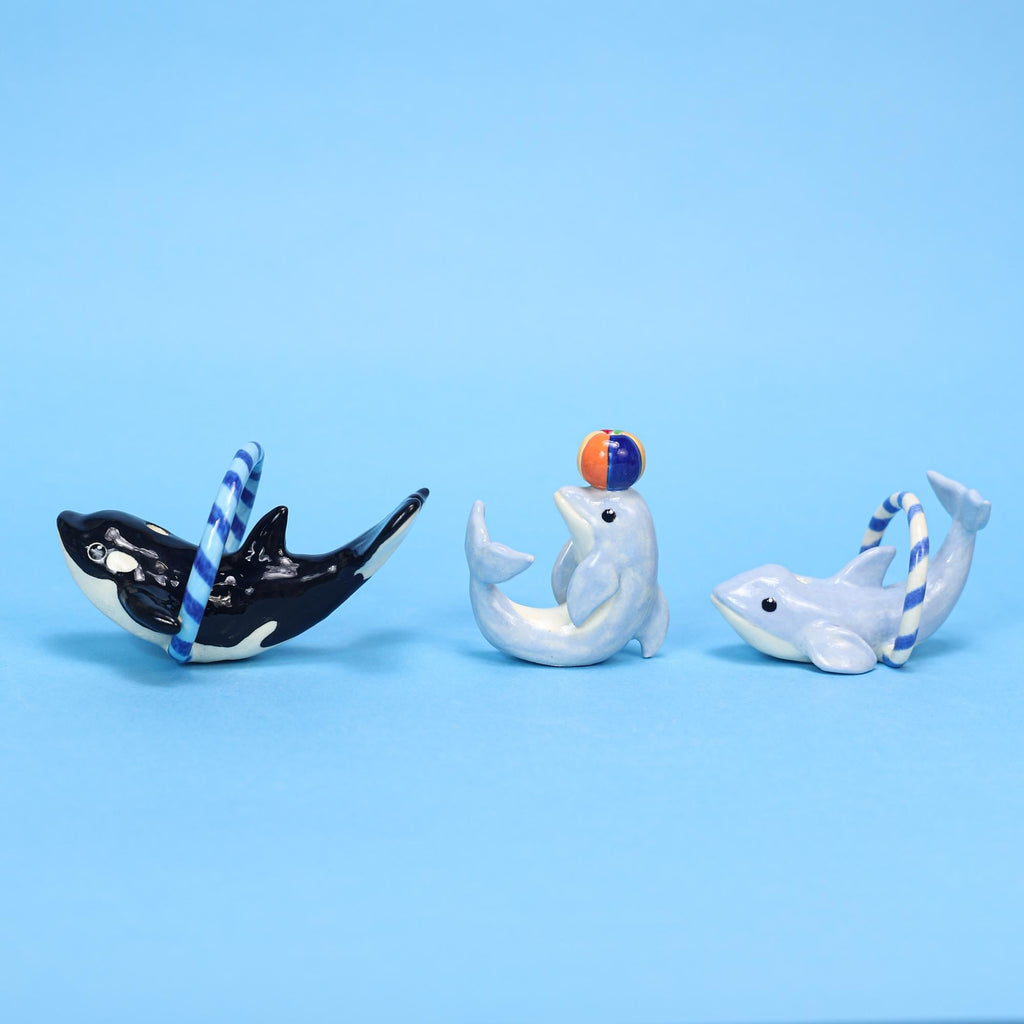 Custom Animal Birthday Cake Topper Personalized Orca Sea Dolphin Candle Holder Ceramic Figurine Kid Party Ocean Decor Houswarming Gift Y2K