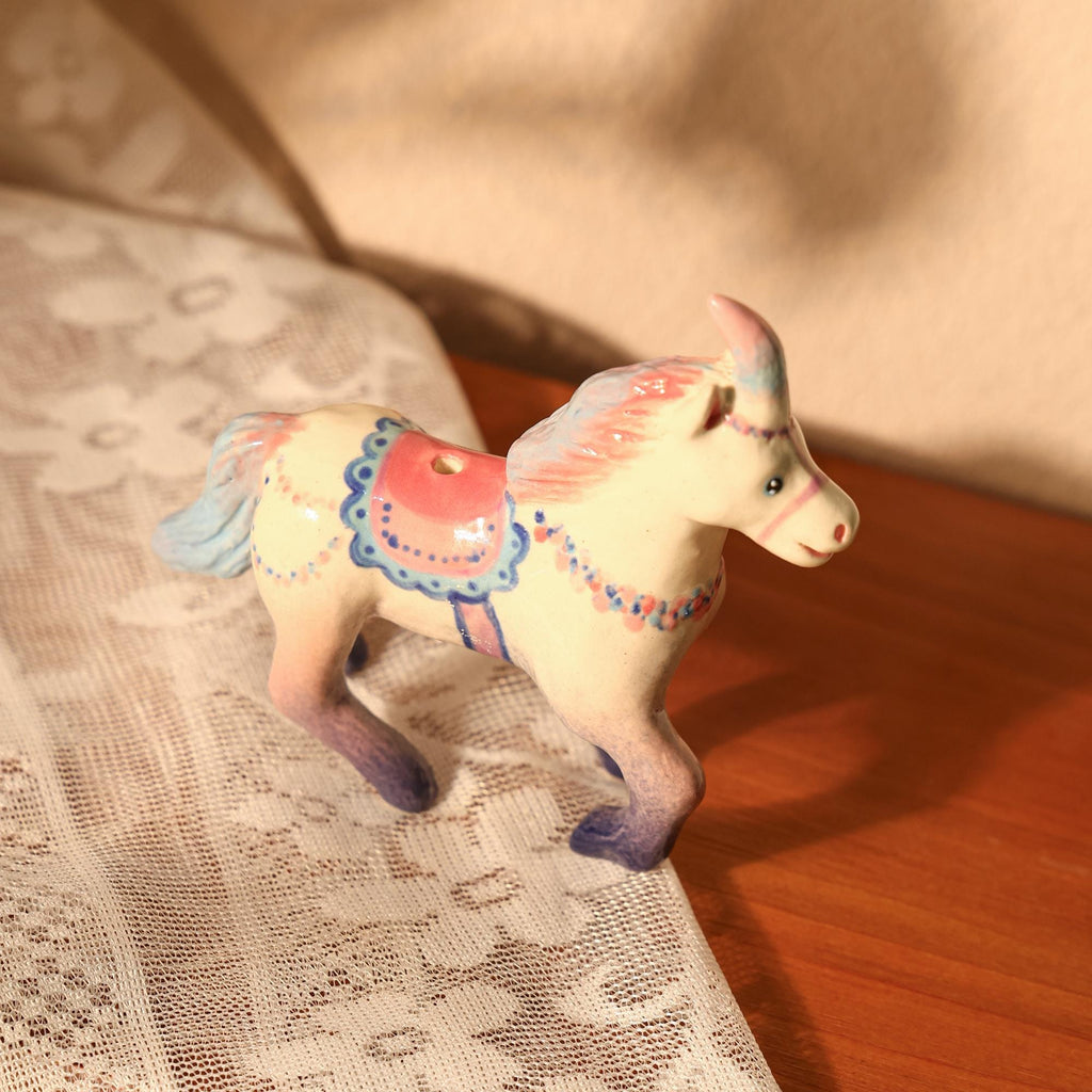 Handmade Ceramic Unicorn Cake Candle Holder - Cute Unicorn with Pastel Party Hat, Unique Cake Topper for Birthdays and Special Occasions