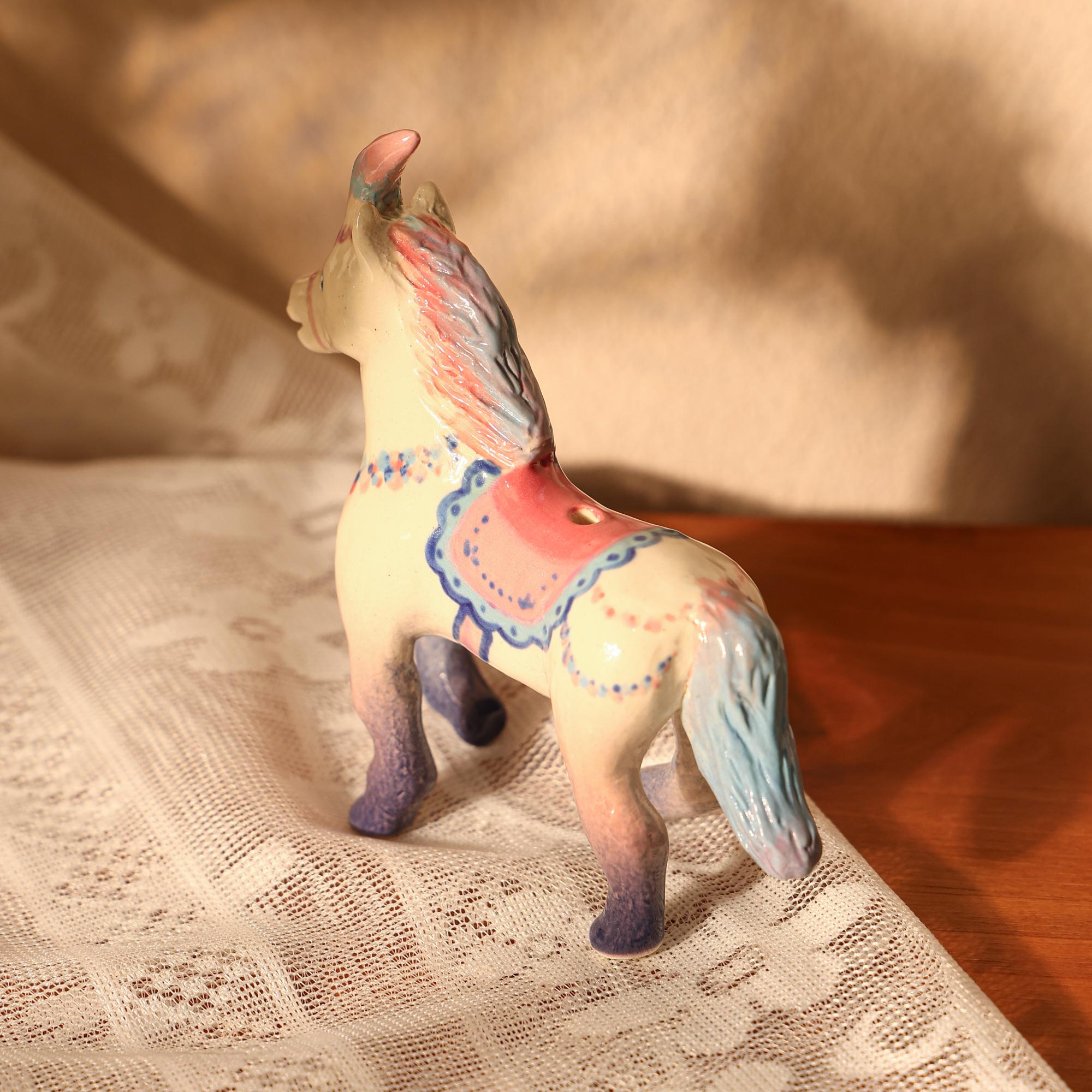 Handmade Ceramic Unicorn Cake Candle Holder - Cute Unicorn with Pastel Party Hat, Unique Cake Topper for Birthdays and Special Occasions