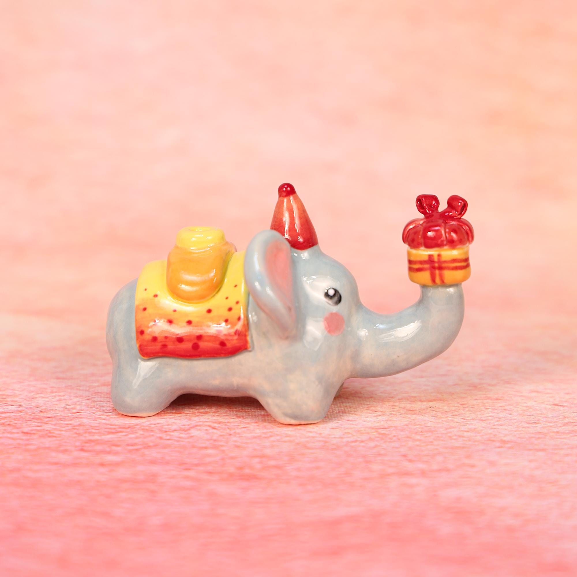 Elephant Candle Holder Cute Birthday Gift Elephant Figurine Kawaii Handmade Ceramic Home Decor Party Decoration Uniue Fun Gifts for Her