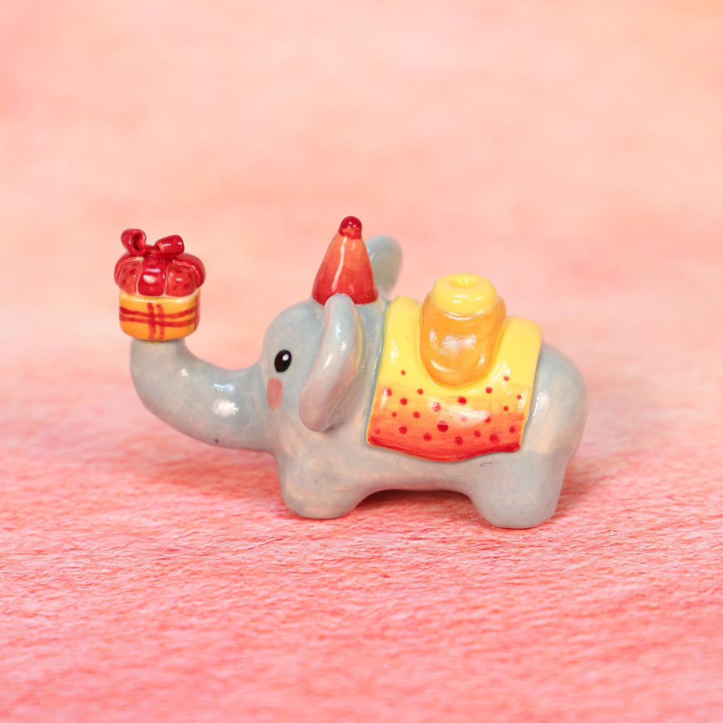 Elephant Candle Holder Cute Birthday Gift Elephant Figurine Kawaii Handmade Ceramic Home Decor Party Decoration Uniue Fun Gifts for Her