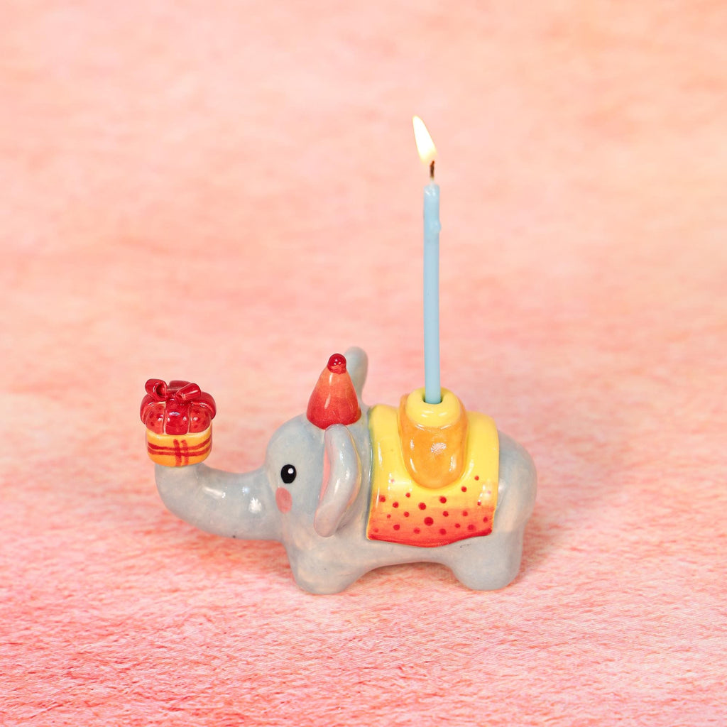 Elephant Candle Holder Cute Birthday Gift Elephant Figurine Kawaii Handmade Ceramic Home Decor Party Decoration Uniue Fun Gifts for Her