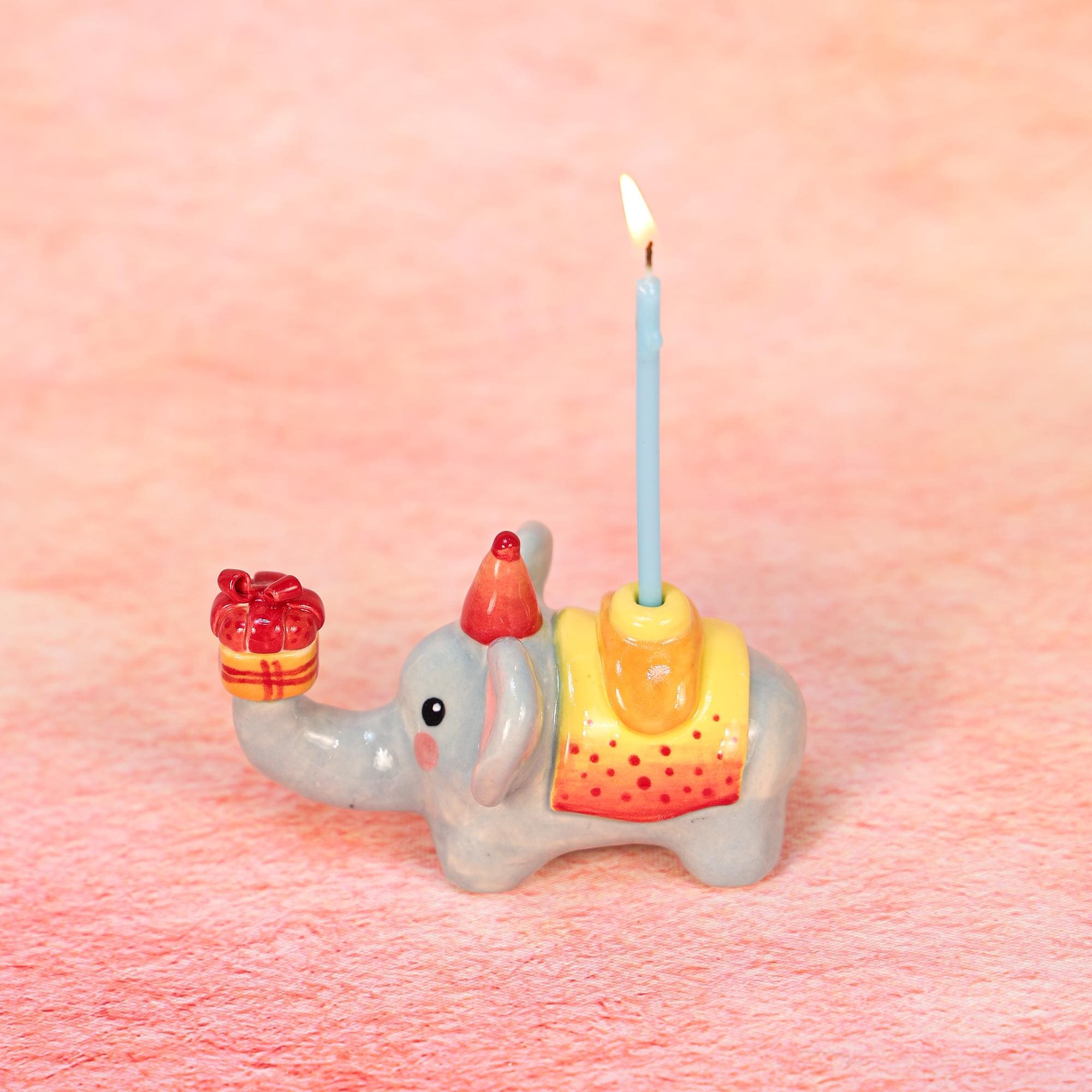 Elephant Candle Holder Cute Birthday Gift Elephant Figurine Kawaii Handmade Ceramic Home Decor Party Decoration Uniue Fun Gifts for Her