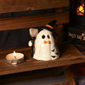 Hand Painted Witch Ghost Ceramic Figurine Tea Light Holder Halloween Candle Holder Unique Gift Table Decor Incense Burner Spooky Decoration