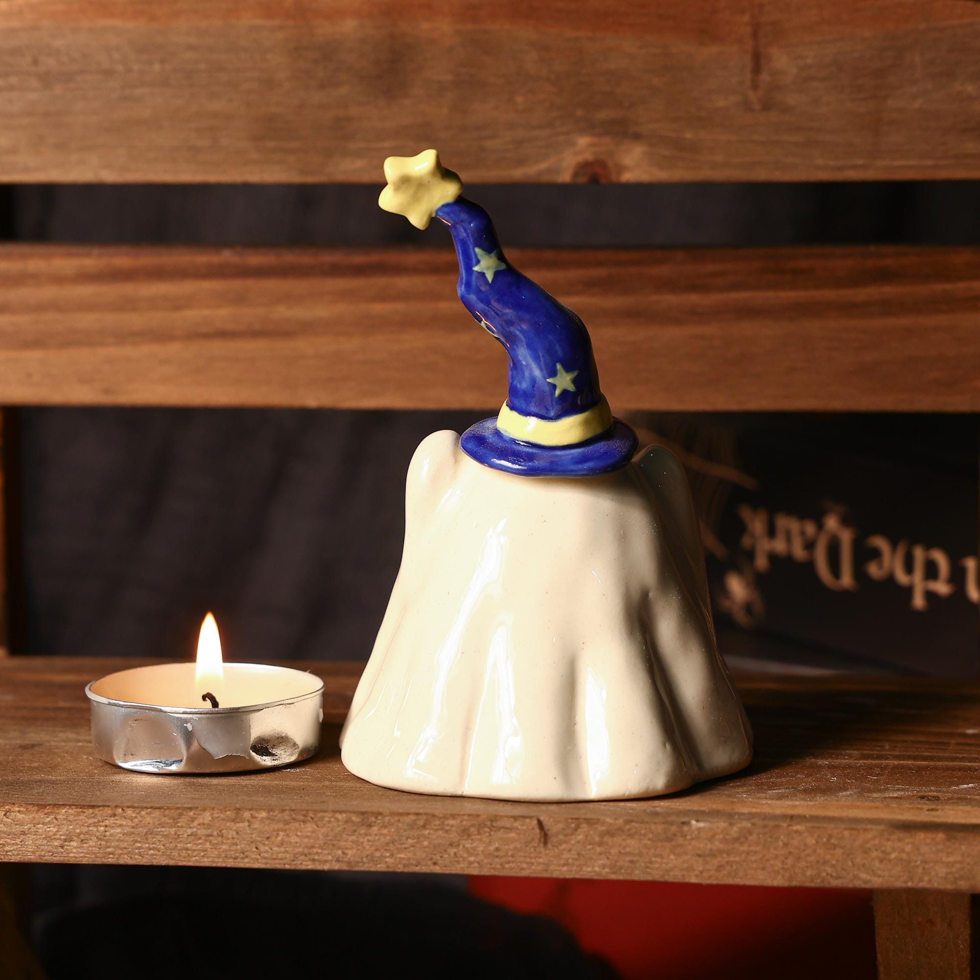 Handmade Wizard Hat Ceramic Ghost Incense Holder Candle Holder Halloween Gift Miniature Pottery Gift Incense Burner Spooky Tea Light Holder