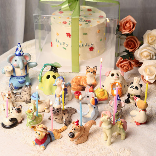 Custom Animal Cake Topper Personalized Pet Wedding Candle Holder Birthday Dragon Figurine Handmade Cute Gift for Kid Whimsical Forest Decor