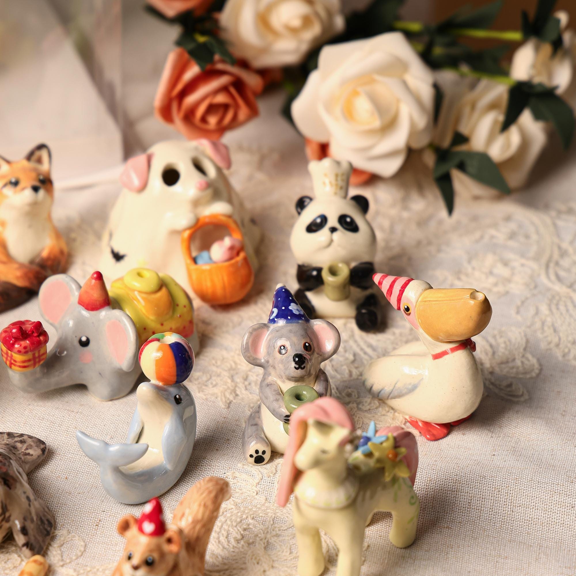 Custom Animal Cake Topper Personalized Pet Wedding Candle Holder Birthday Dragon Figurine Handmade Cute Gift for Kid Whimsical Forest Decor