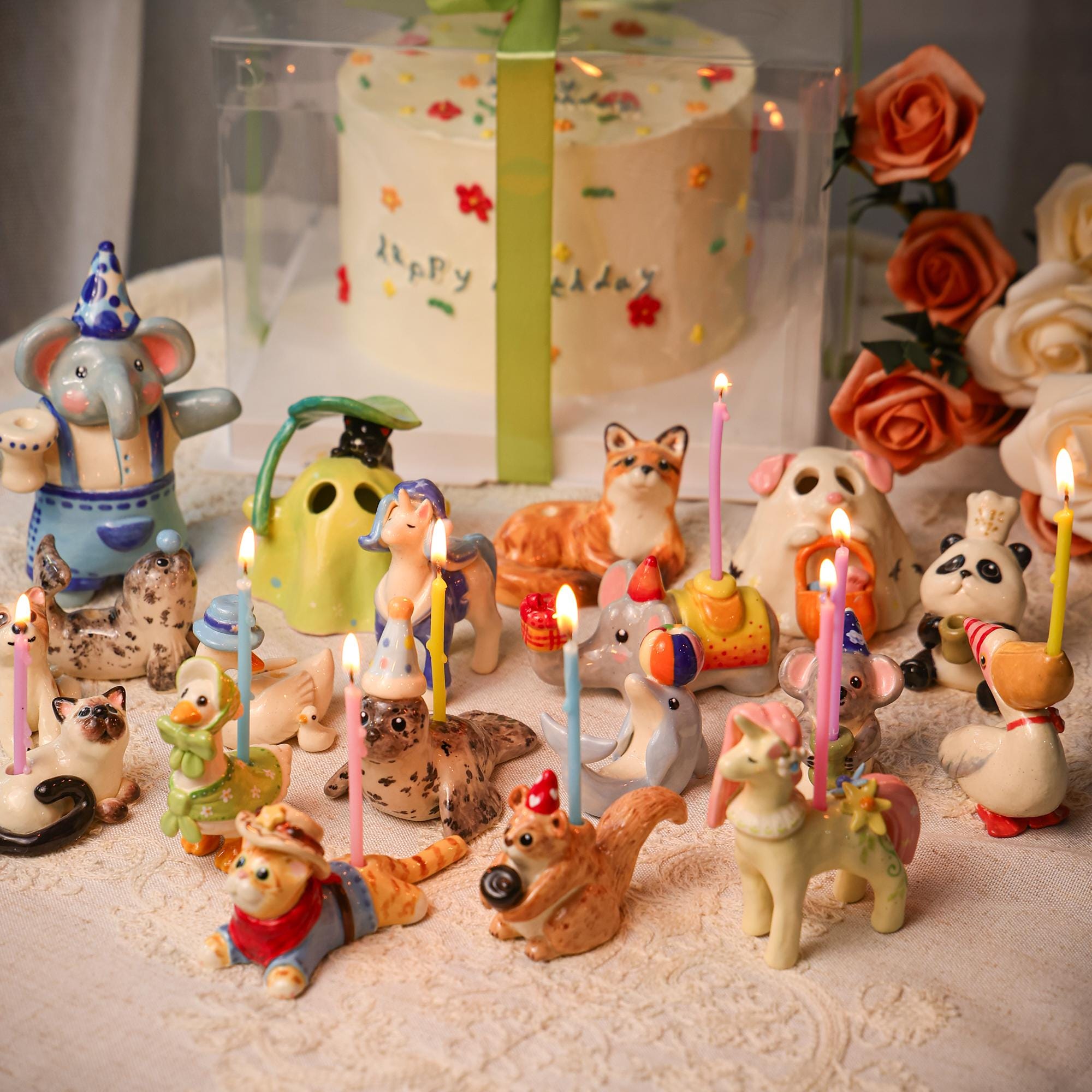 Custom Animal Cake Topper Personalized Pet Wedding Candle Holder Birthday Dragon Figurine Handmade Cute Gift for Kid Whimsical Forest Decor