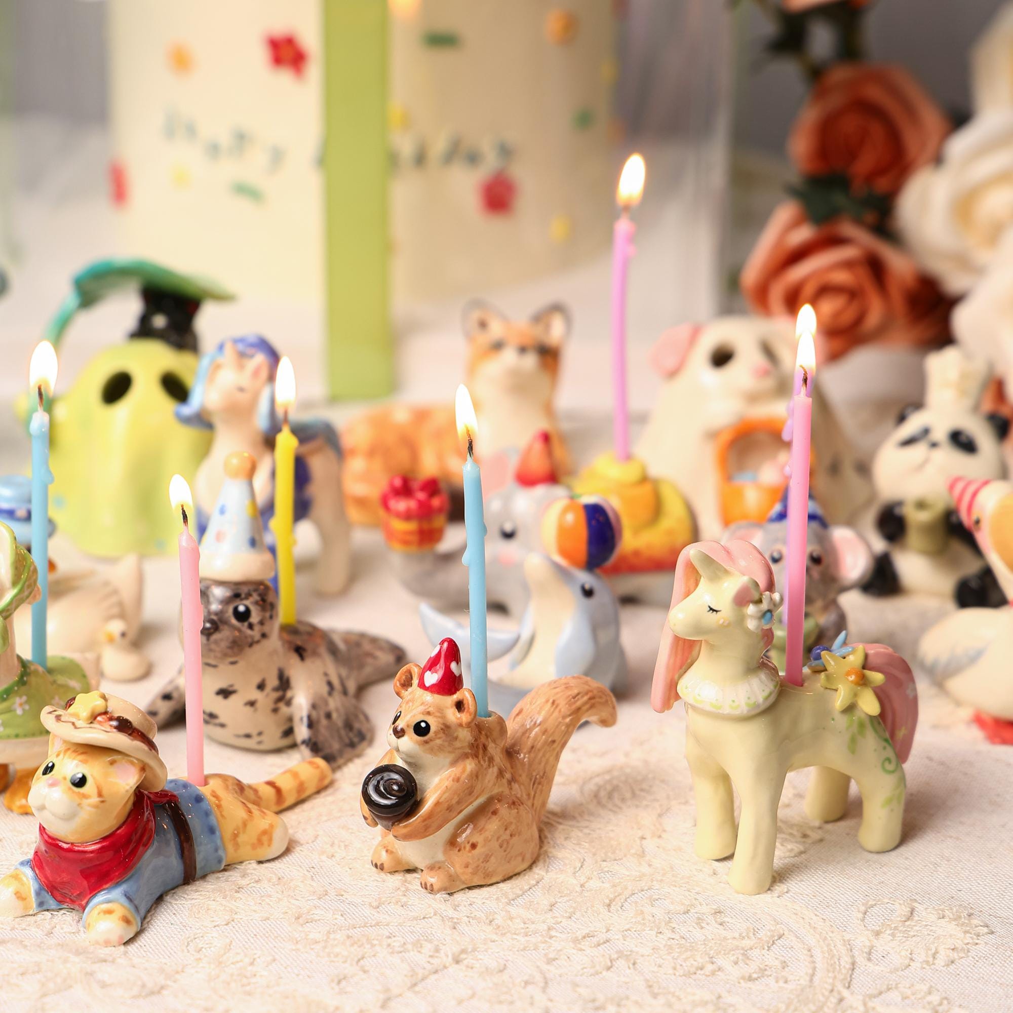 Custom Animal Cake Topper Personalized Pet Wedding Candle Holder Birthday Dragon Figurine Handmade Cute Gift for Kid Whimsical Forest Decor