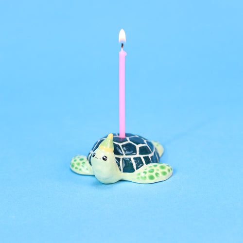 Ceramic Sea Turtle Cake Topper Cute Handmade Tiny Candle Holder Unique Party Decoration Birthday Party Topper Special Collectable Heirloom