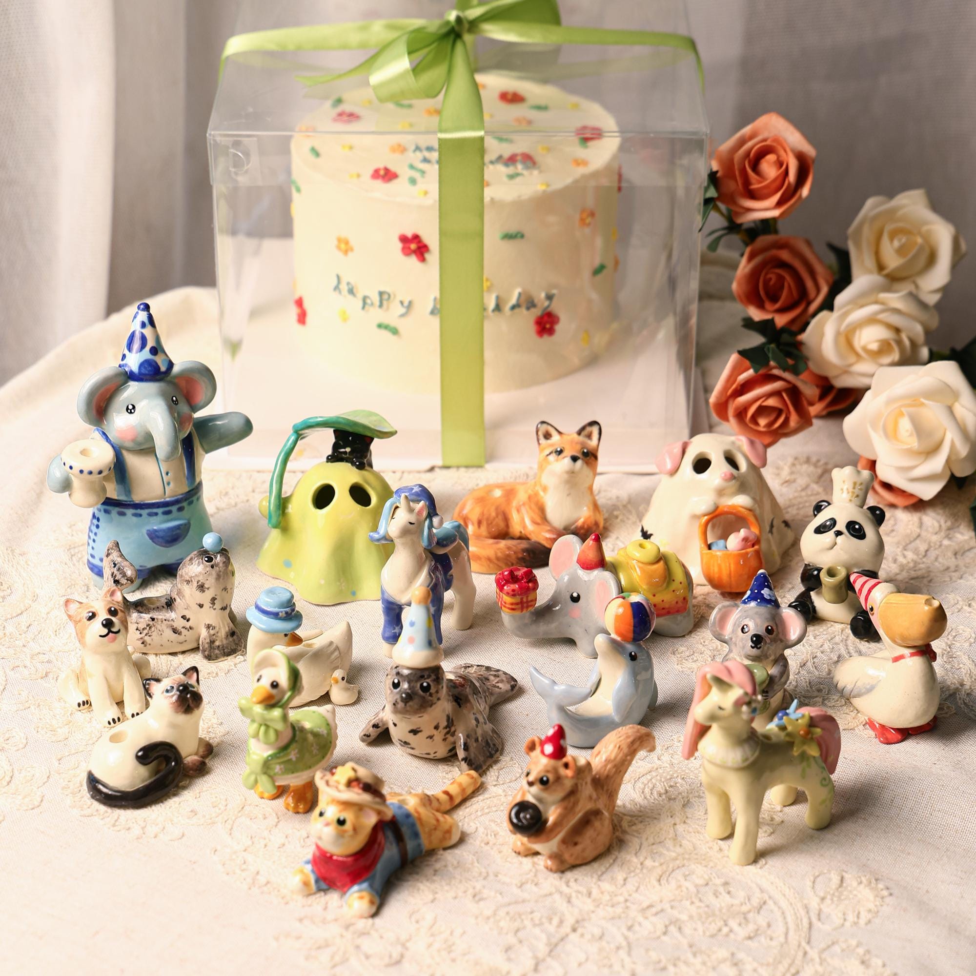 Custom Animal Cake Topper Personalized Pet Wedding Candle Holder Birthday Dragon Figurine Handmade Cute Gift for Kid Whimsical Forest Decor