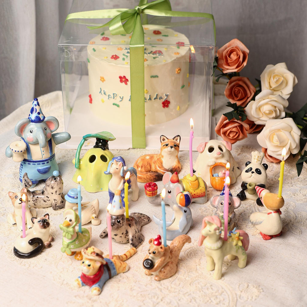 Custom Animal Cake Topper Personalized Pet Wedding Candle Holder Birthday Dragon Figurine Handmade Cute Gift for Kid Whimsical Forest Decor