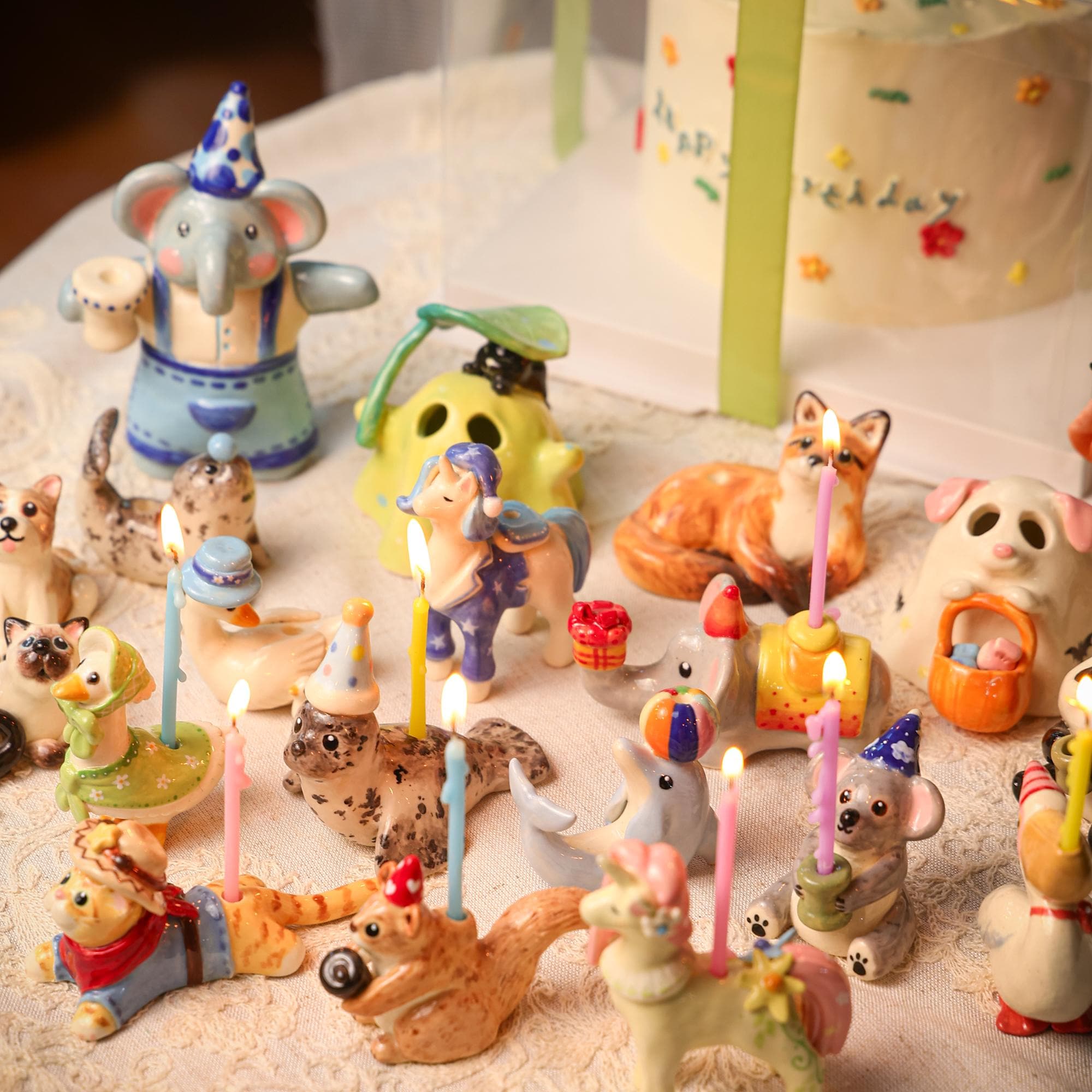 Custom Animal Cake Topper Personalized Pet Wedding Candle Holder Birthday Dragon Figurine Handmade Cute Gift for Kid Whimsical Forest Decor